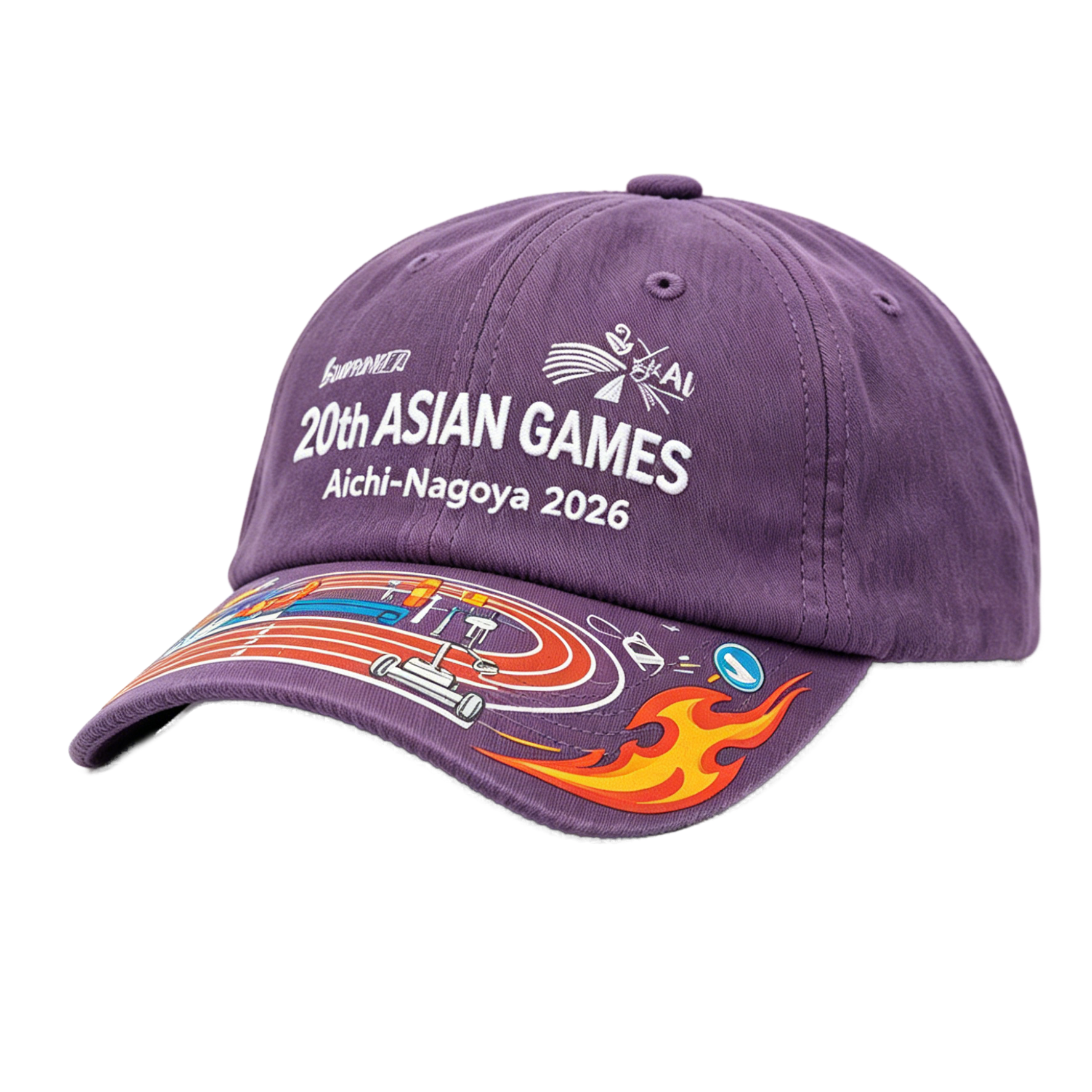 2026 Aichi-Nagoya Asian Games Grey Denim Fan Cap | Adjustable Embroidered Sports Headwear | xhcaps.com