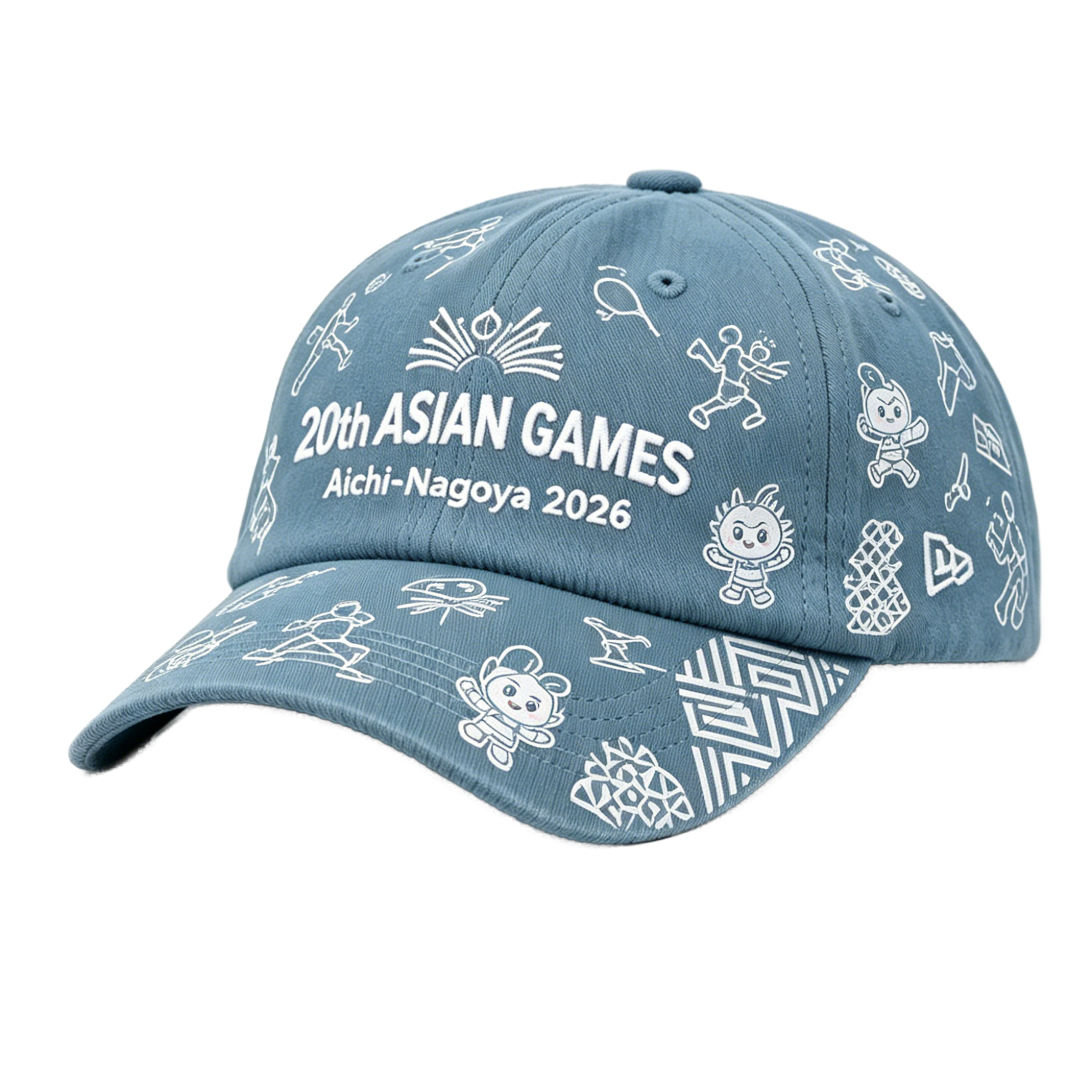 2026 Aichi-Nagoya Asian Games Grey Denim Fan Cap | Adjustable Embroidered Sports Headwear