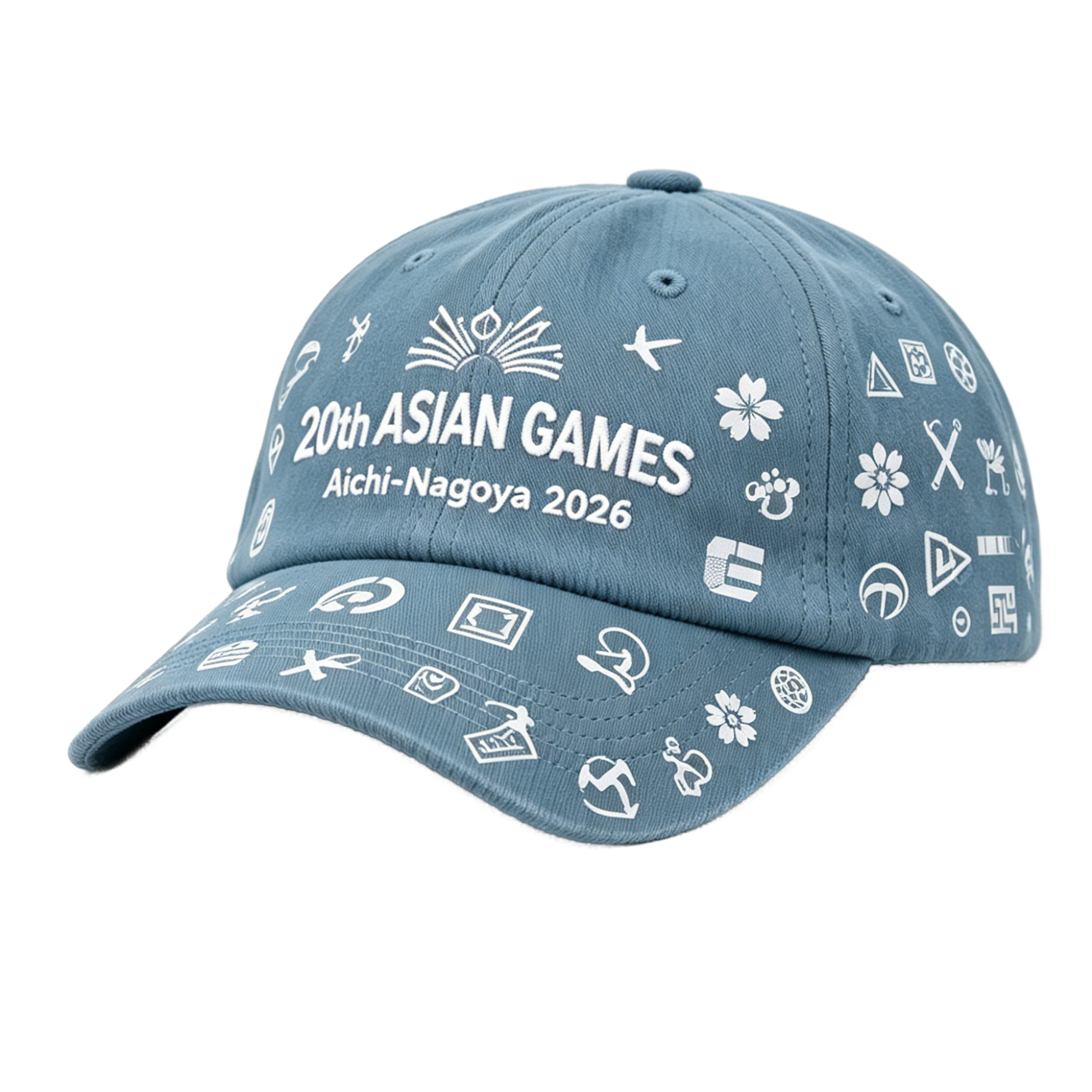 2026 Aichi-Nagoya Asian Games Grey Denim Fan Cap | Adjustable Embroidered Sports Headwear