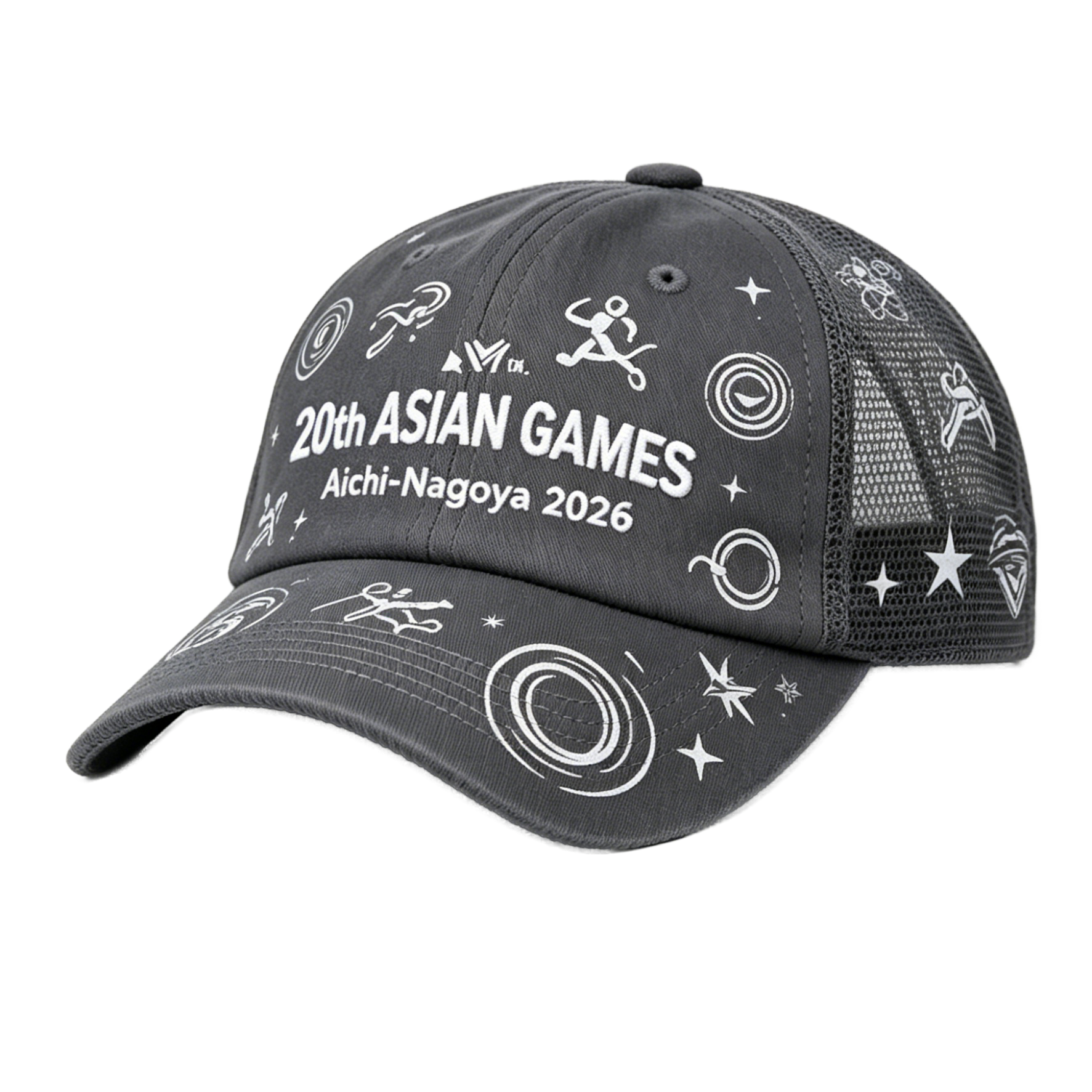 2026 Aichi-Nagoya Asian Games Grey Denim Fan Cap | Adjustable Embroidered Sports Headwear | xhcaps.com