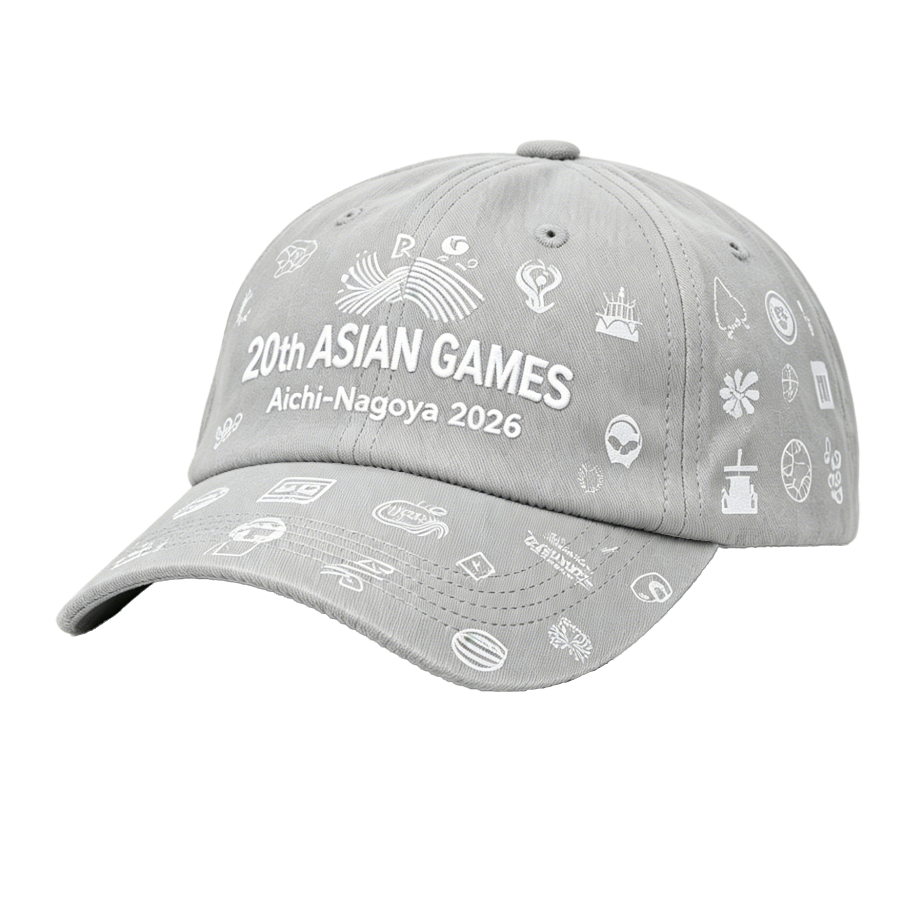2026 Aichi-Nagoya Asian Games Grey Denim Fan Cap | Adjustable Embroidered Sports Headwear