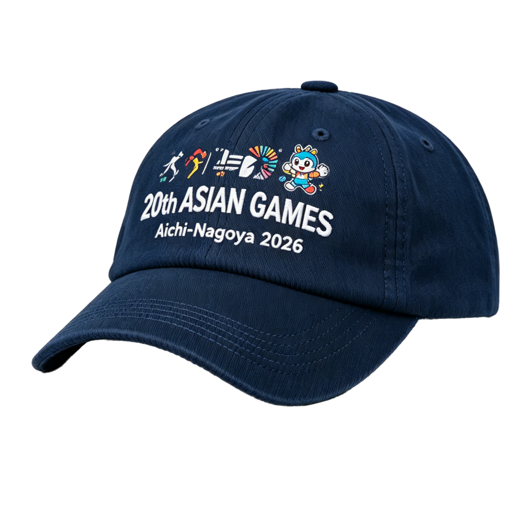 2026 Aichi-Nagoya Asian Games Grey Denim Fan Cap | Adjustable Embroidered Sports Headwear