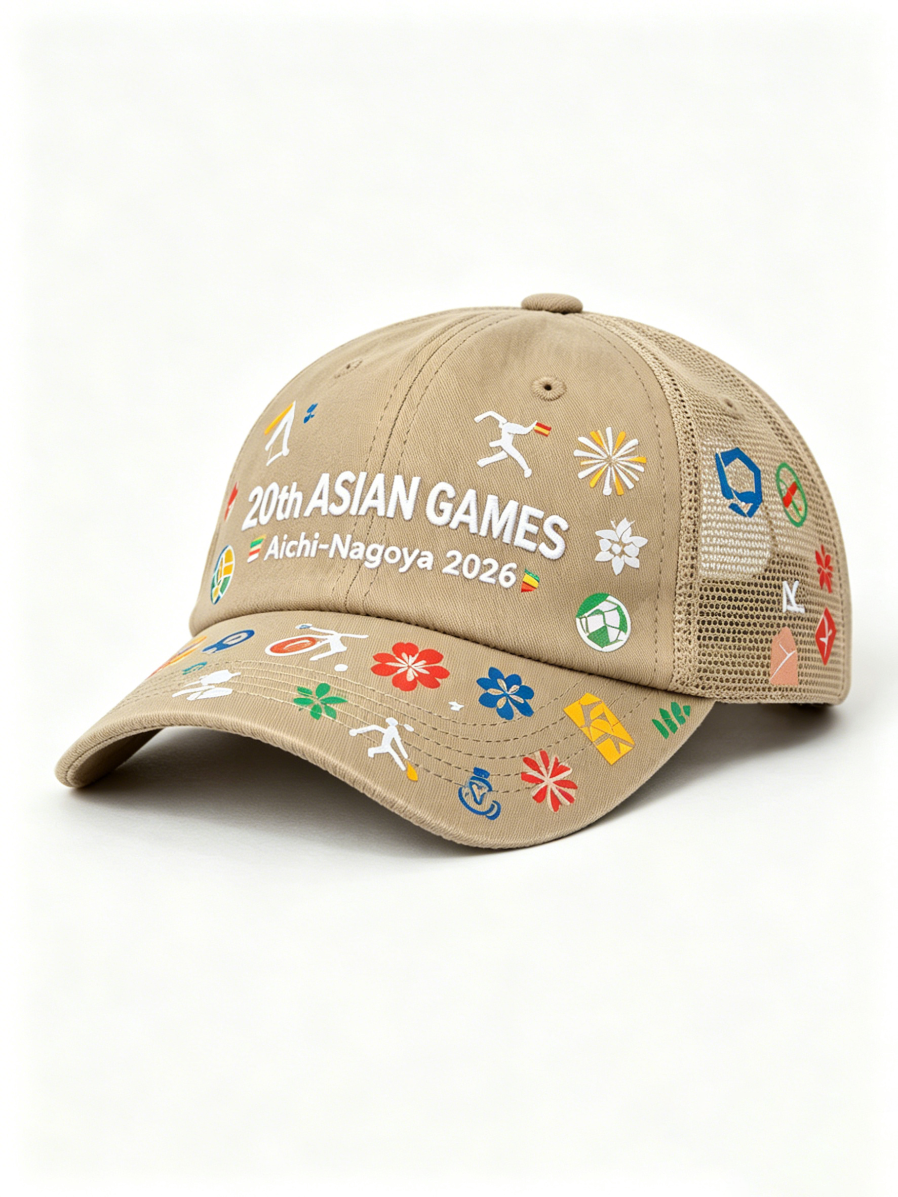 2026 Aichi-Nagoya Asian Games Grey Denim Fan Cap | Adjustable Embroidered Sports Headwear | xhcaps.com