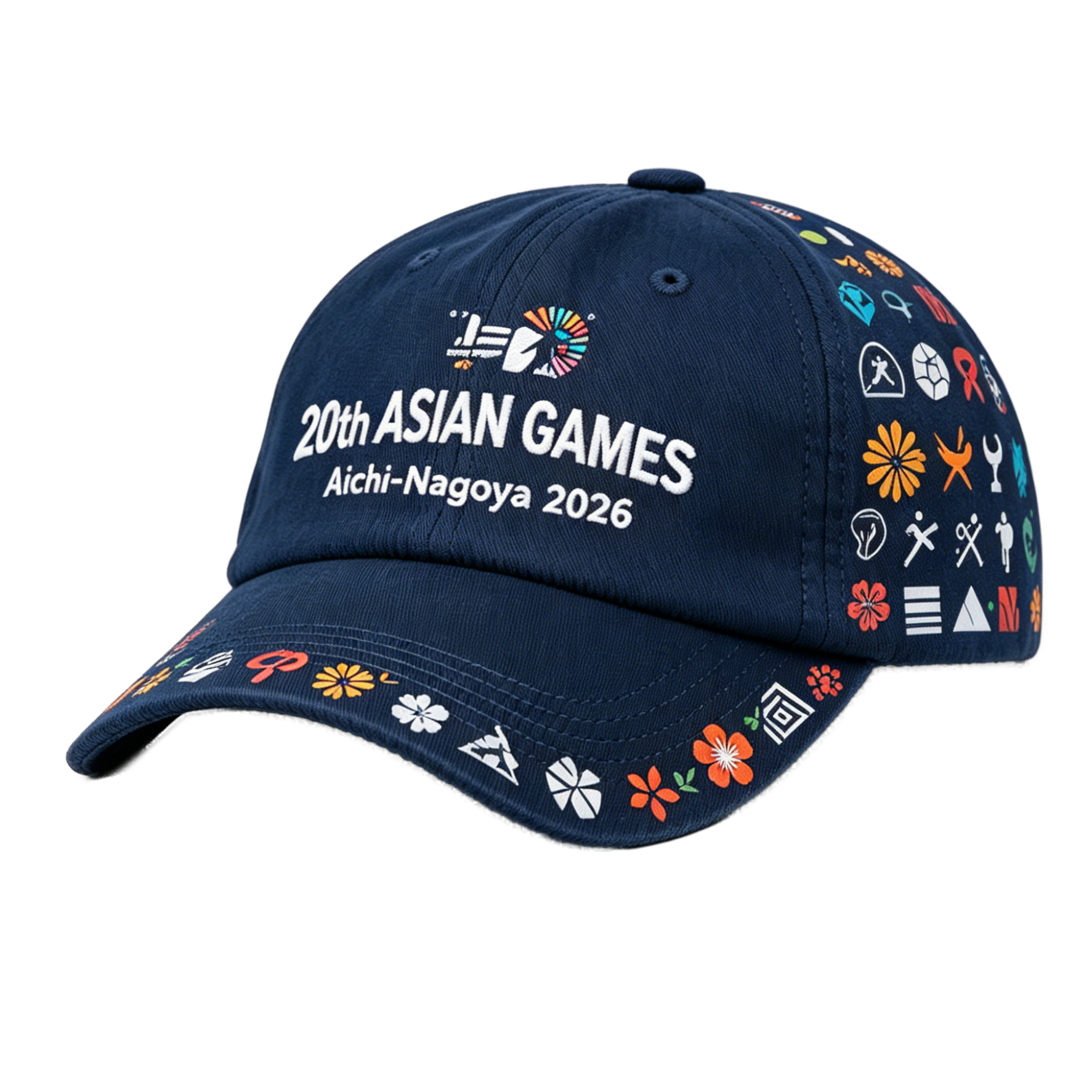 2026 Aichi-Nagoya Asian Games Grey Denim Fan Cap | Adjustable Embroidered Sports Headwear