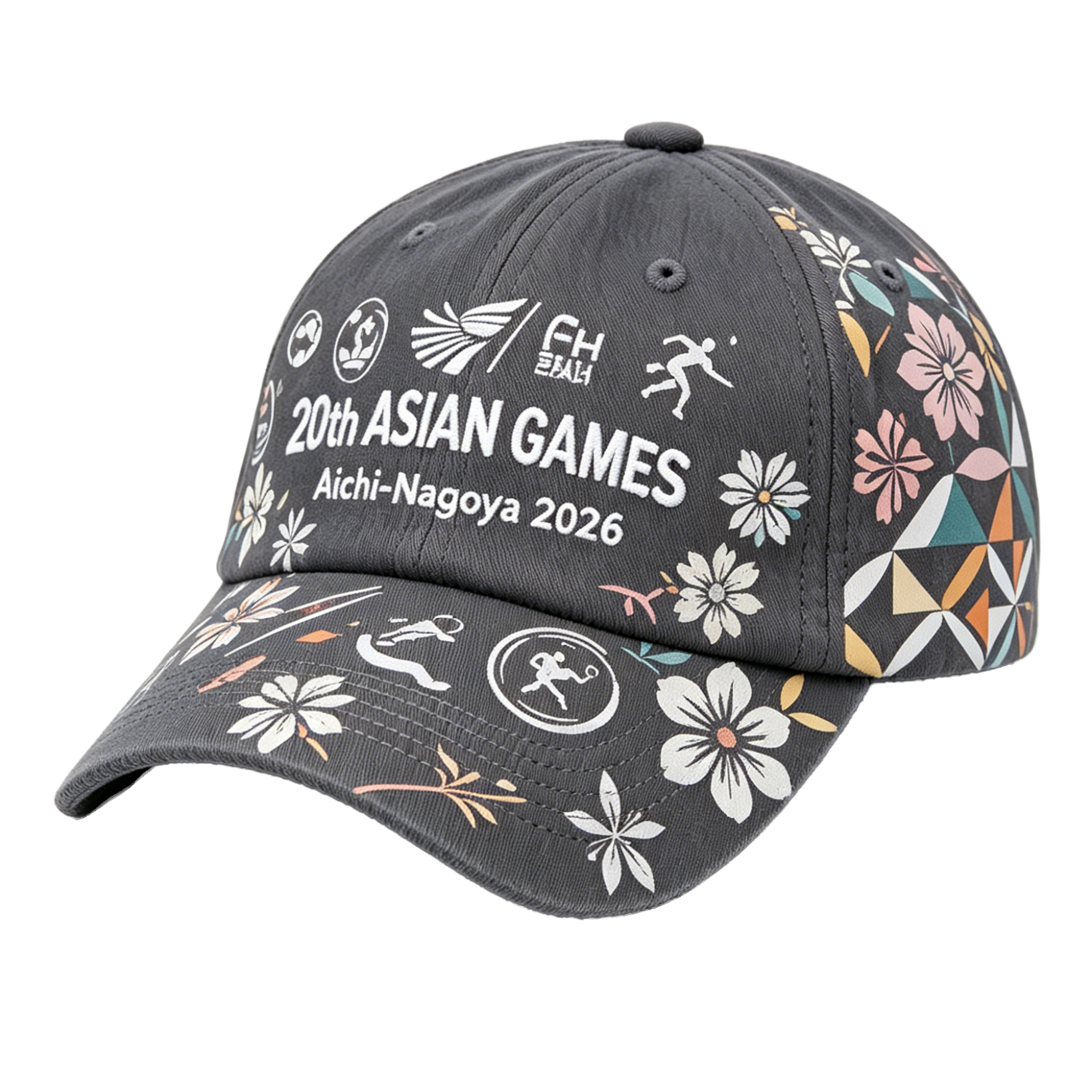 2026 Aichi-Nagoya Asian Games Grey Denim Fan Cap | Adjustable Embroidered Sports Headwear