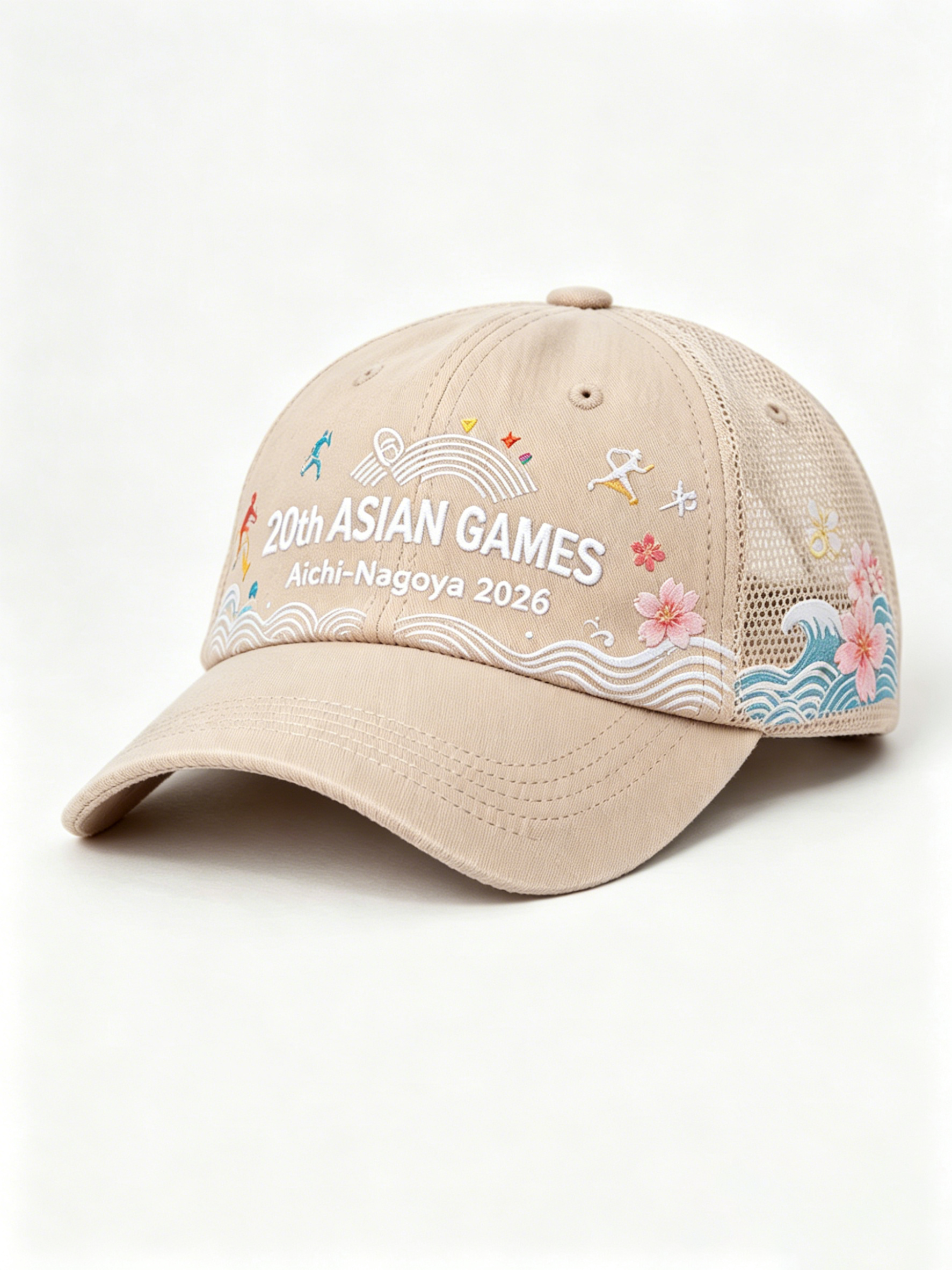 2026 Aichi-Nagoya Asian Games Grey Denim Fan Cap | Adjustable Embroidered Sports Headwear | xhcaps.com