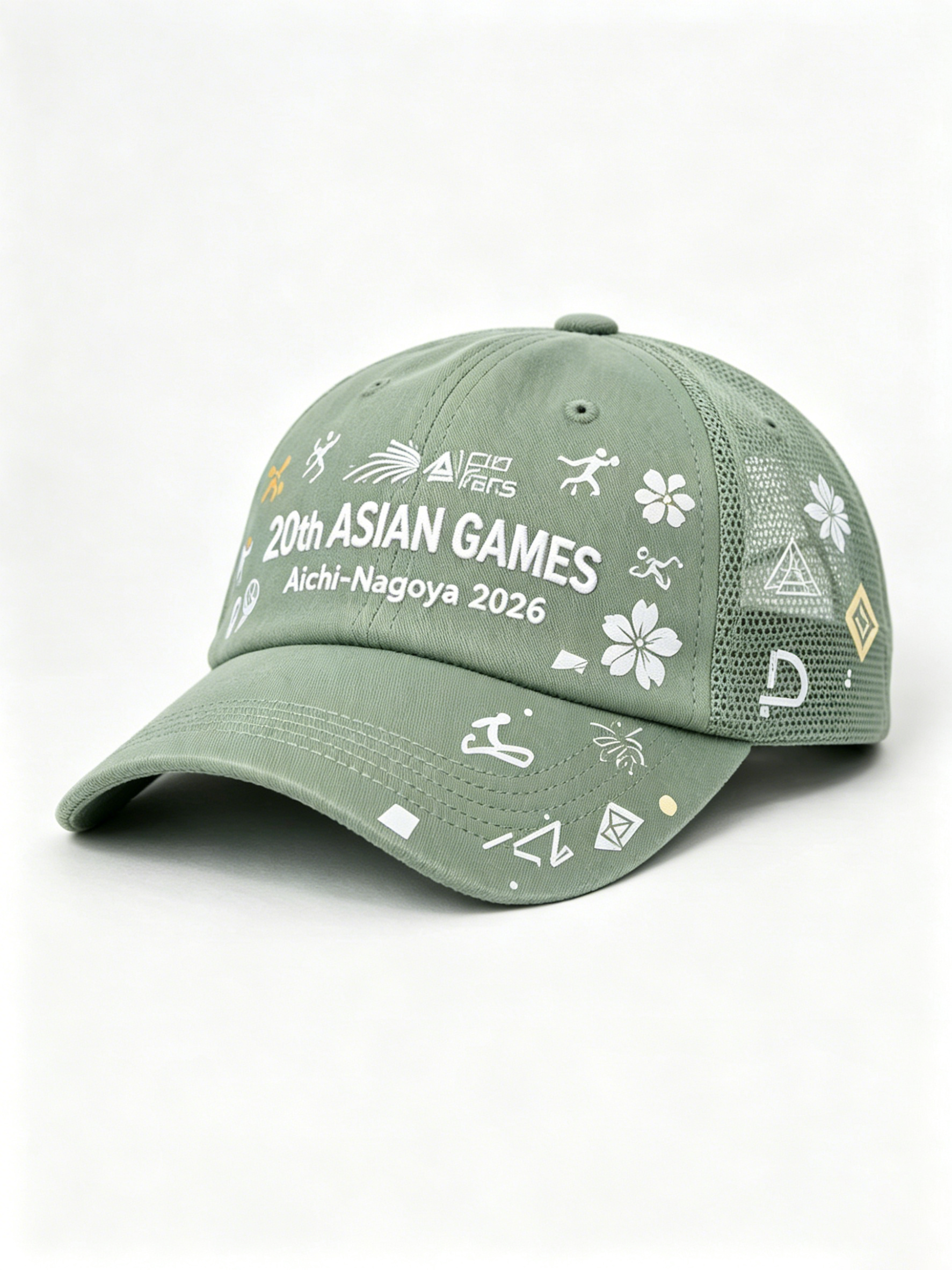 2026 Aichi-Nagoya Asian Games Grey Denim Fan Cap | Adjustable Embroidered Sports Headwear | xhcaps.com