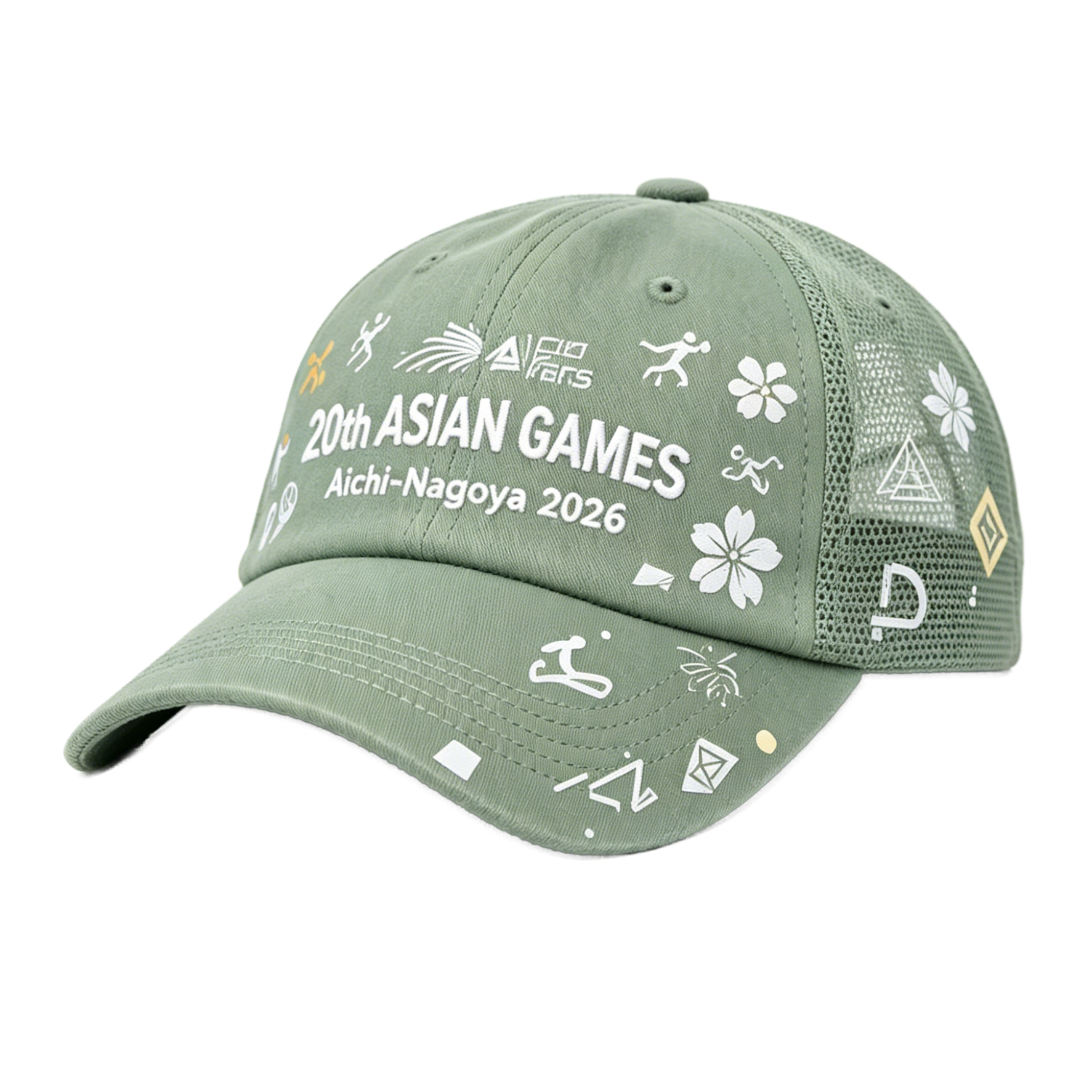 2026 Aichi-Nagoya Asian Games Grey Denim Fan Cap | Adjustable Embroidered Sports Headwear | xhcaps.com