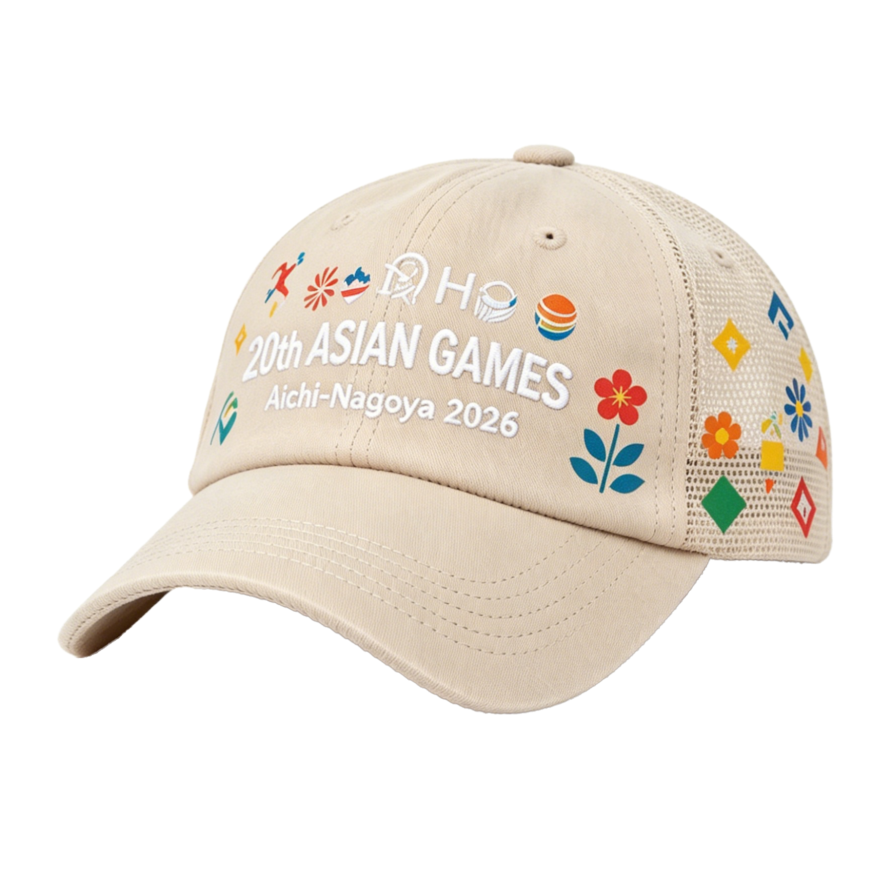 2026 Aichi-Nagoya Asian Games Grey Denim Fan Cap | Adjustable Embroidered Sports Headwear | xhcaps.com