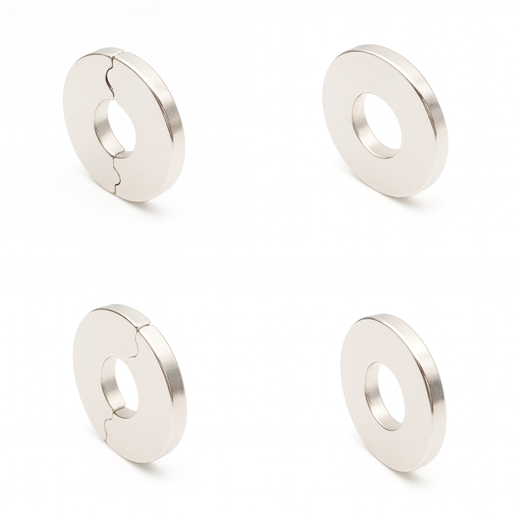 Exceptional magnetic energy density Nickel coating split ring neodymium rare earth magnet