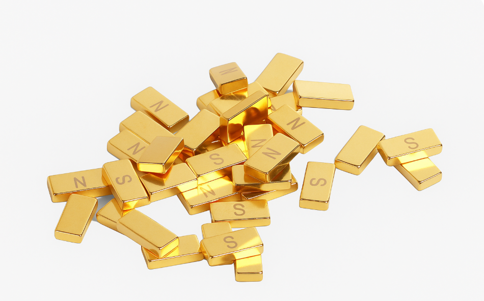 Strong magnetic retention highly stable Gold-plating rectangular magnet