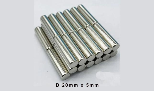 20mm x 5mm high temperature, super-strong,  resistant, customized industrial compact commercial use, permanent custom epoxy-coated round cylinder magnet