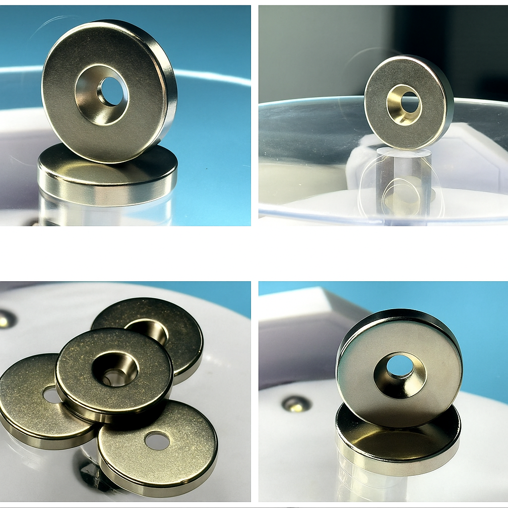 Customized heat resistance permanent round nickel plated countersunk magnet