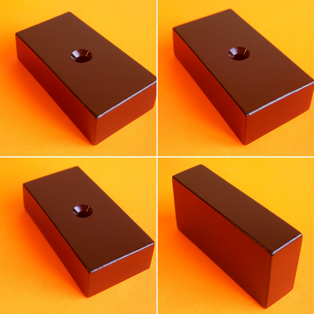 Strong durability flat block countersunk permanent rare earth magnet