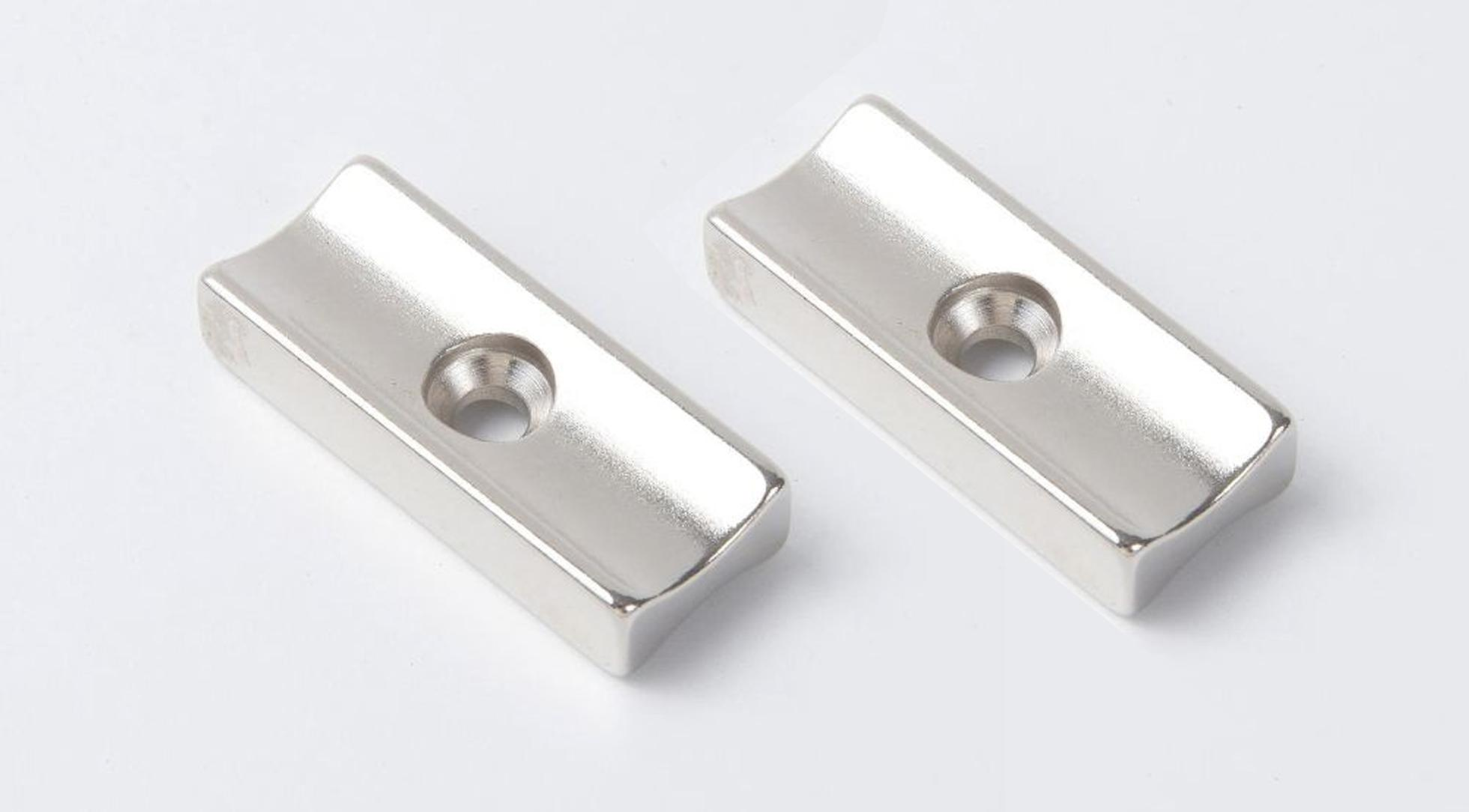 Customised Industrial strength precision-engineered ultra-powerful high tolerance custom-shaped countersunk Nickel Coated Neodymium magnet