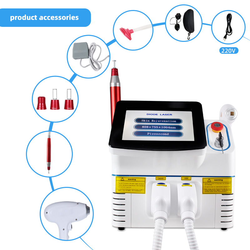 2 In 1 Diode Laser & Picosecond Hair Removal Machine 755/808/1064nm + 532/1320nm