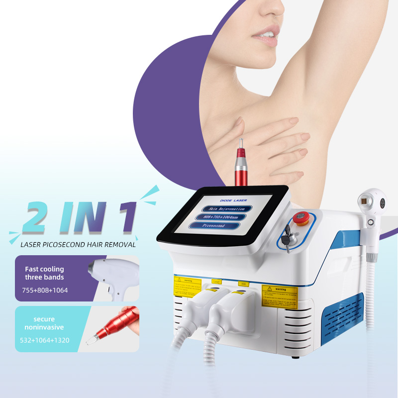2 In 1 Diode Laser & Picosecond Hair Removal Machine 755/808/1064nm + 532/1320nm