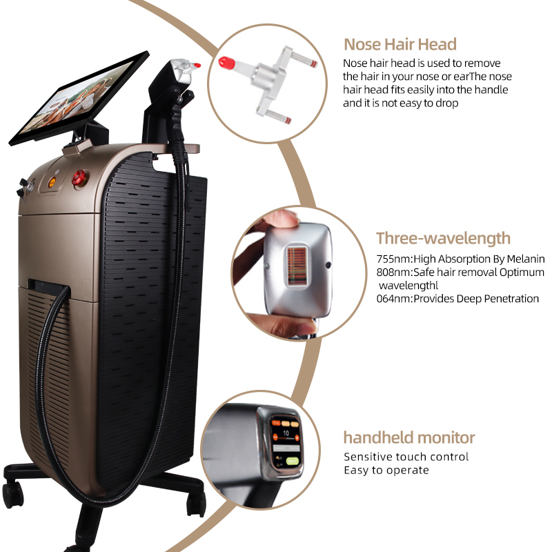 Three-Band Diode Laser Hair Removal Machine 755/808/1064nm Vertical Device