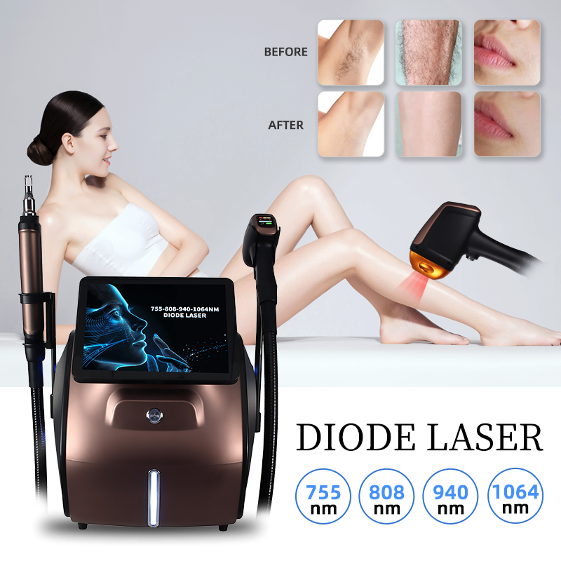 4 Wavelength Diode Laser Hair Removal Machine with Magnetic Heads 755/808/940/1064nm