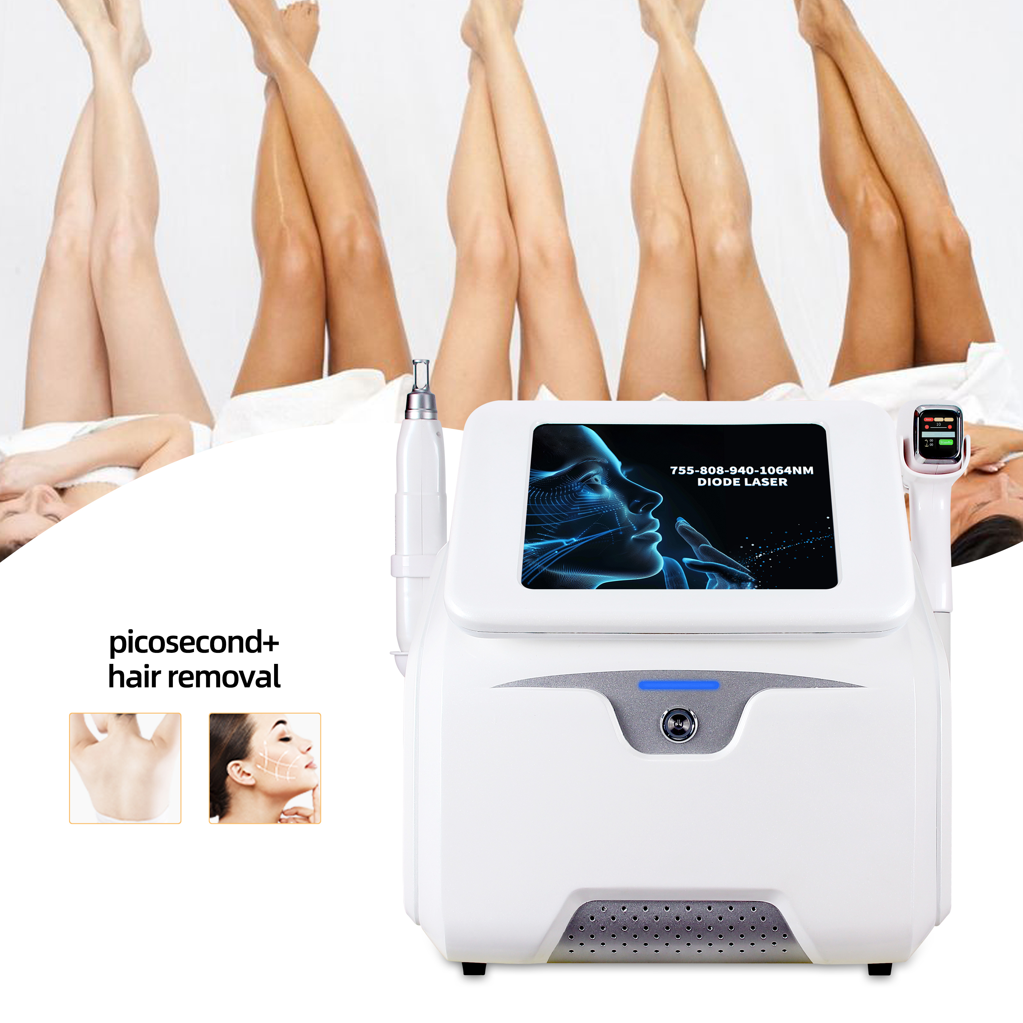 2 in 1 Picosecond and Diode Laser Hair Removal Machine Tattoo Removal and Skin Rejuvenation Device