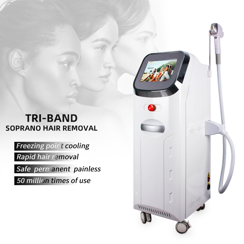 Tri-Band Diode Laser Hair Removal Machine 755nm 808nm 1064nm Soprano Ice Cooling Device