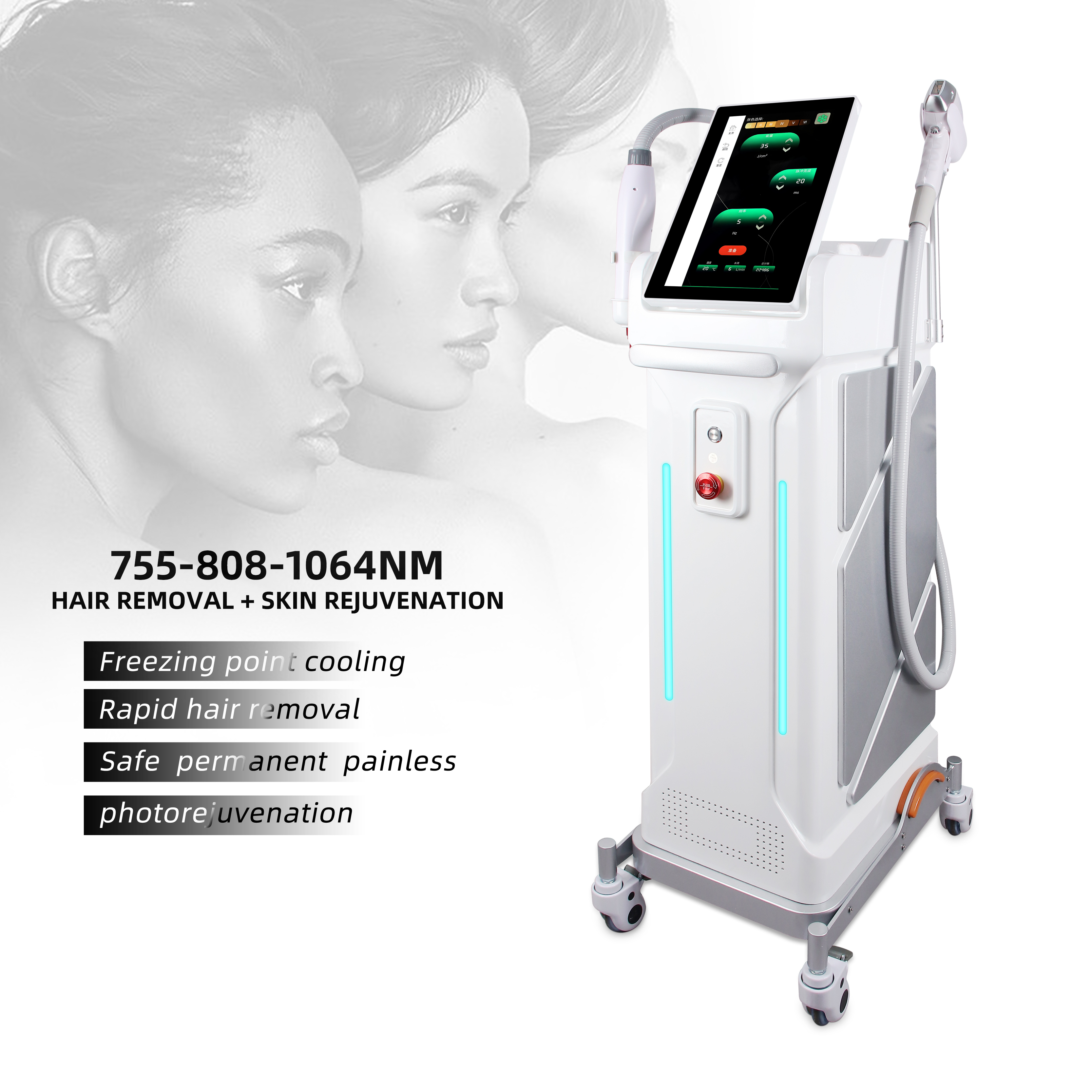 Advanced Diode Laser Hair Removal Machine with 4 Spot Sizes Professional Beauty Equipment