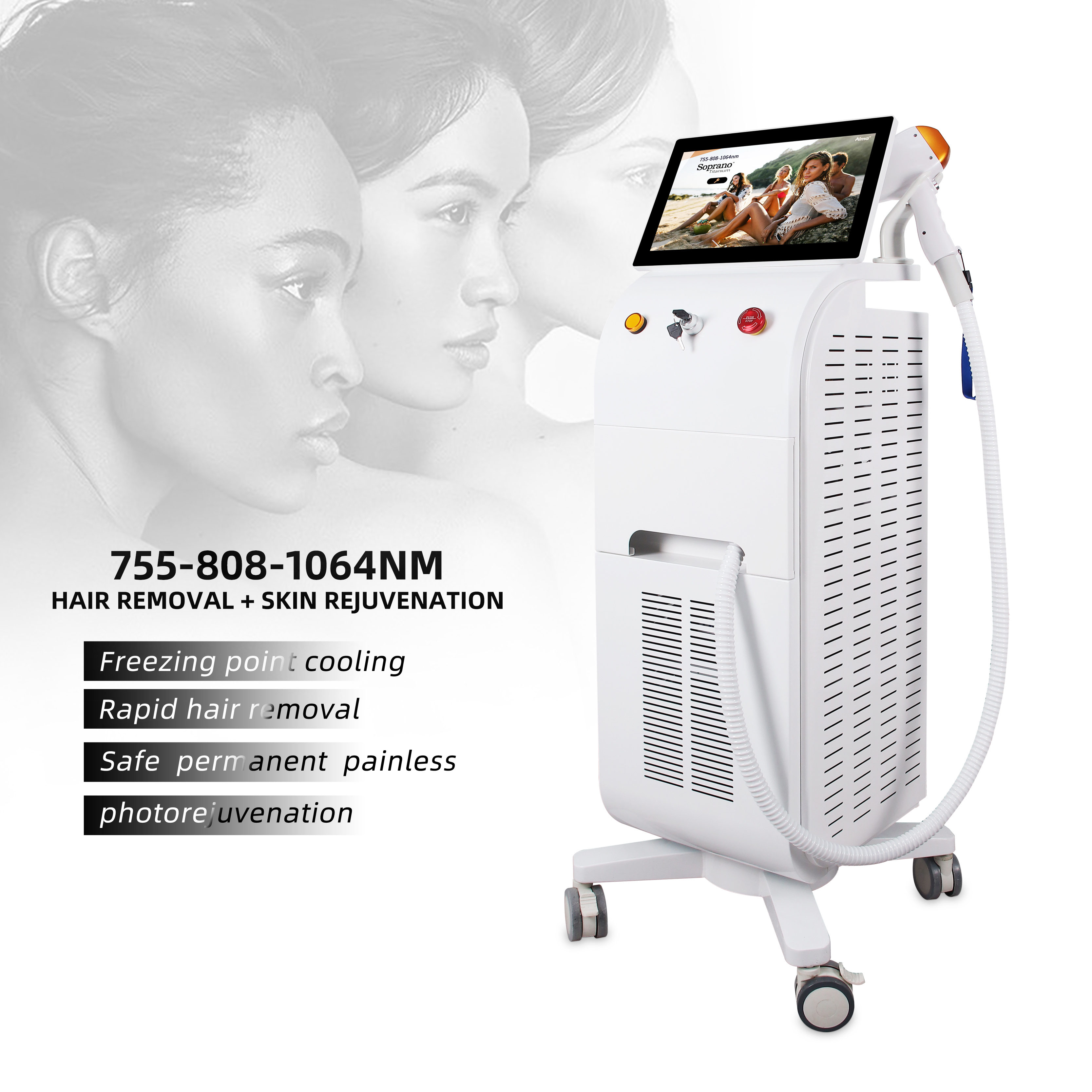 Triple Wavelength Diode Laser Hair Removal Machine 755/808/1064nm Professional Salon Equipment