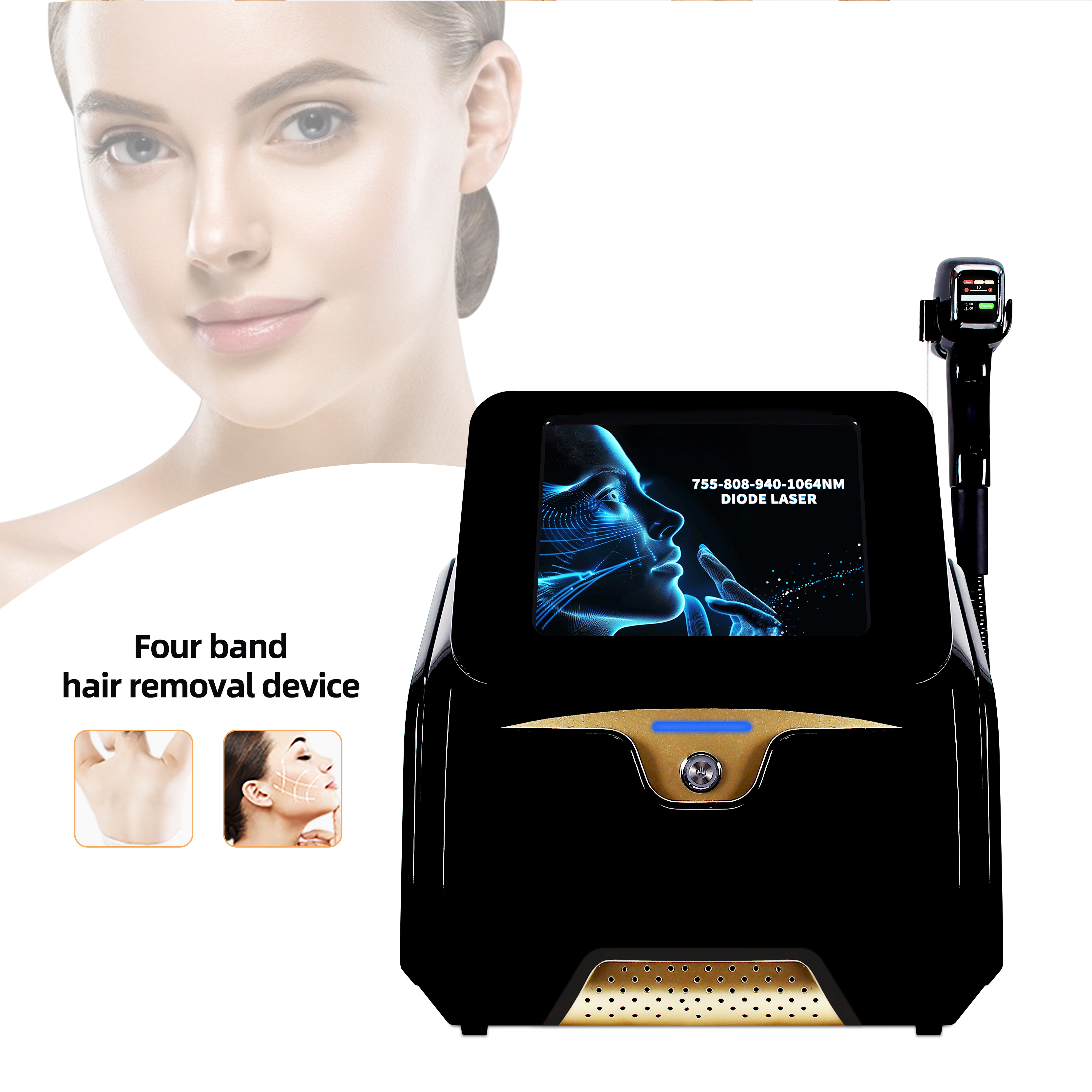 Four Wavelength Diode Laser Hair Removal Machine 755/808/940/1064nm Professional Beauty Device