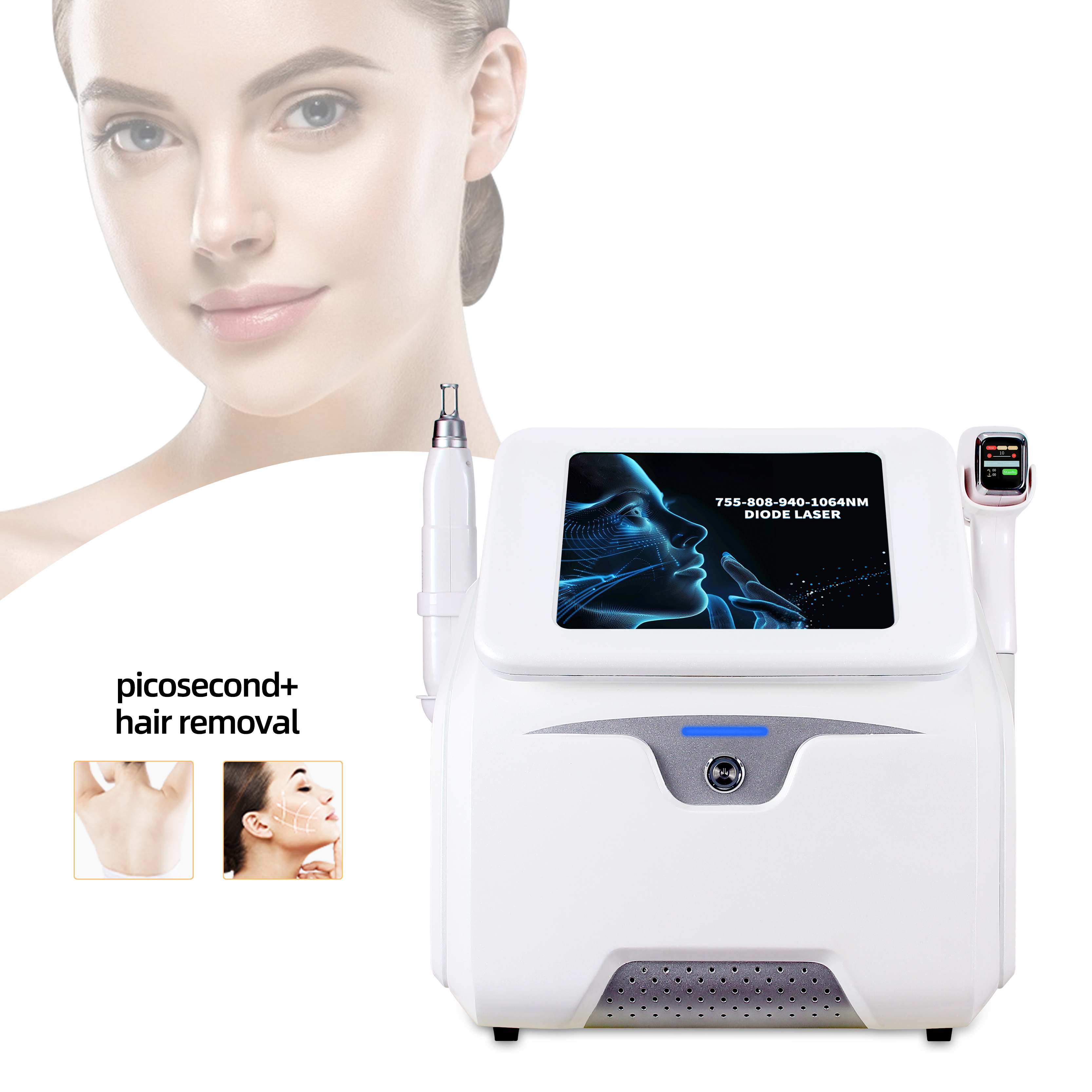2 in 1 Picosecond and Diode Laser Hair Removal Machine Tattoo Removal and Skin Rejuvenation Device