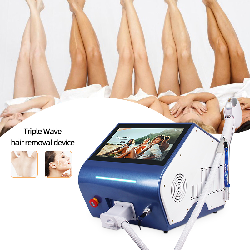 Triple Wave Diode Laser Hair Removal Machine 755nm 808nm 1064nm High Power Beauty Device
