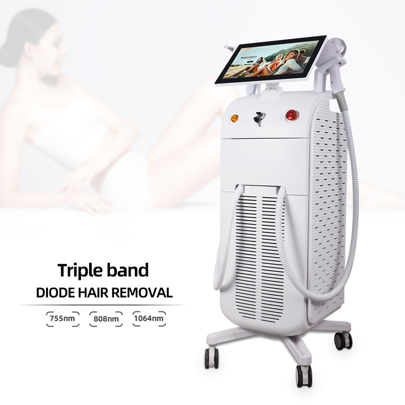 Triple Band Diode Laser Hair Removal Machine 755nm 808nm 1064nm Vertical