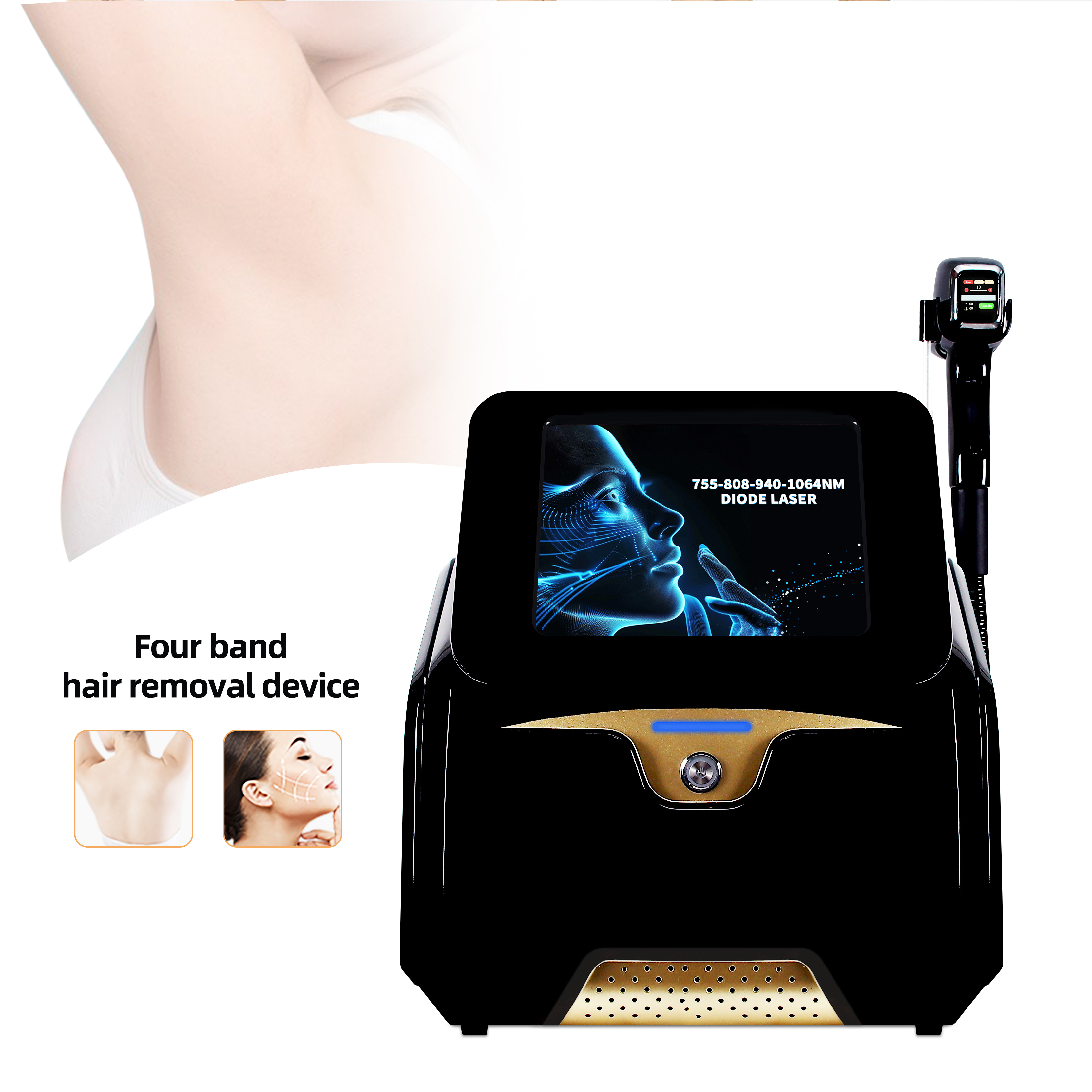 Four Wavelength Diode Laser Hair Removal Machine 755/808/940/1064nm Professional Beauty Device