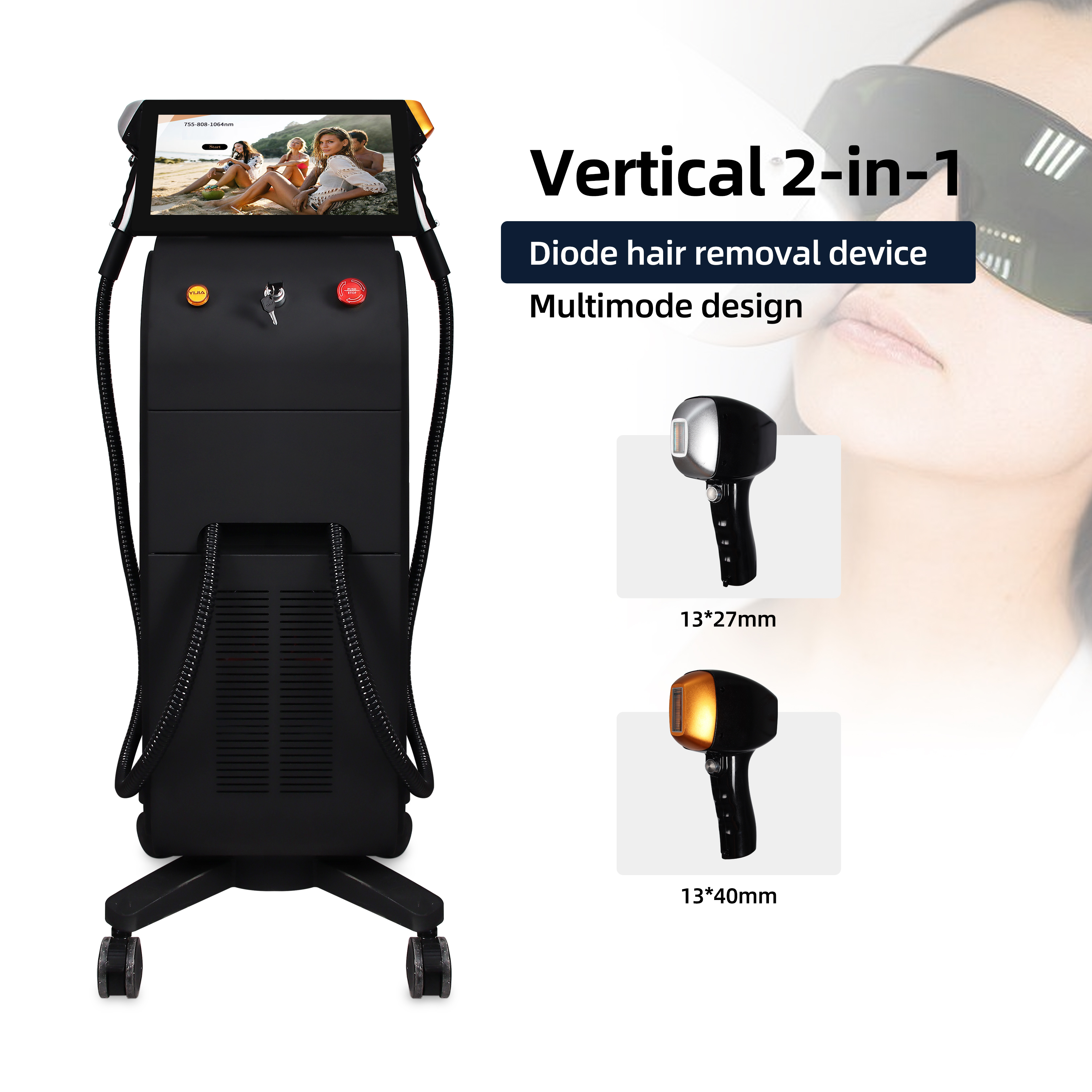 Vertical 2-in-1 Diode Laser Hair Removal Machine Professional Multi-Mode Beauty Equipment