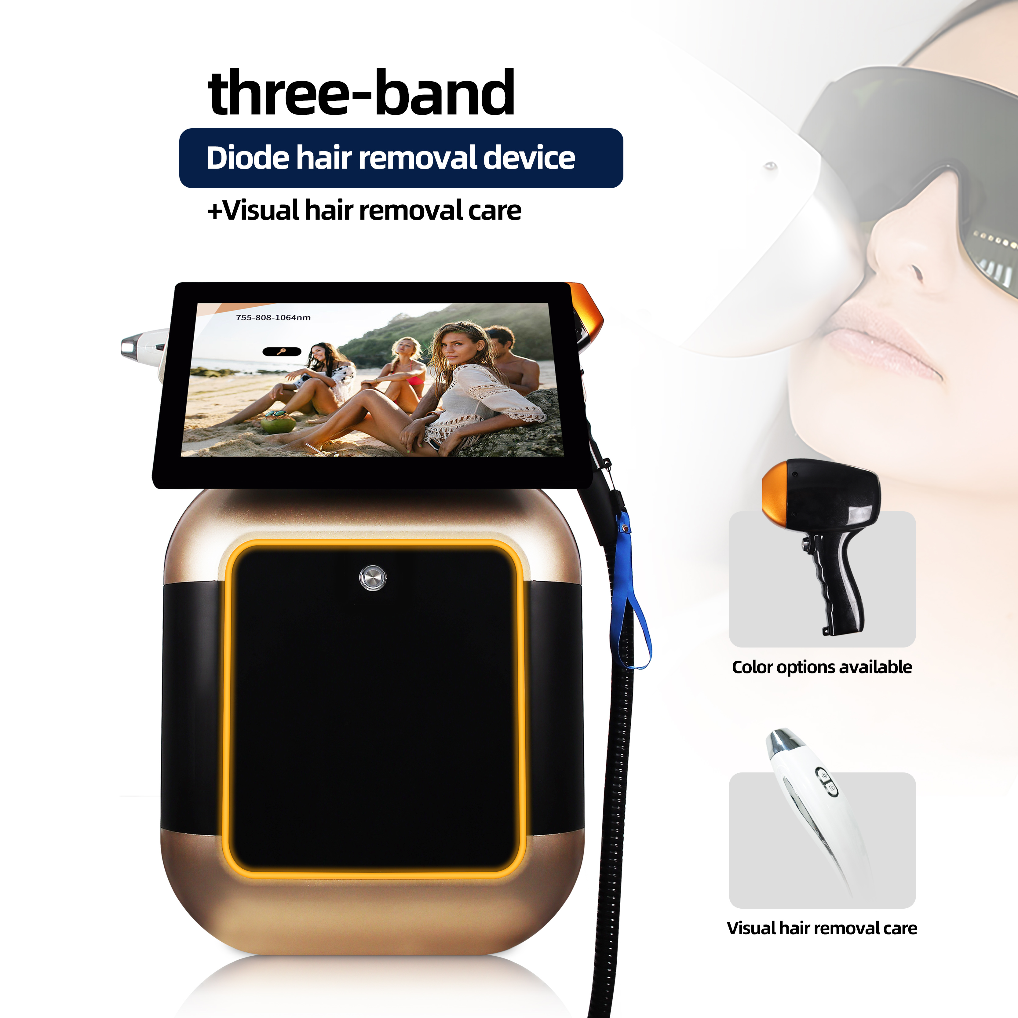 Triple Wavelength Diode Laser Hair Removal Machine with Display Professional Salon Equipment