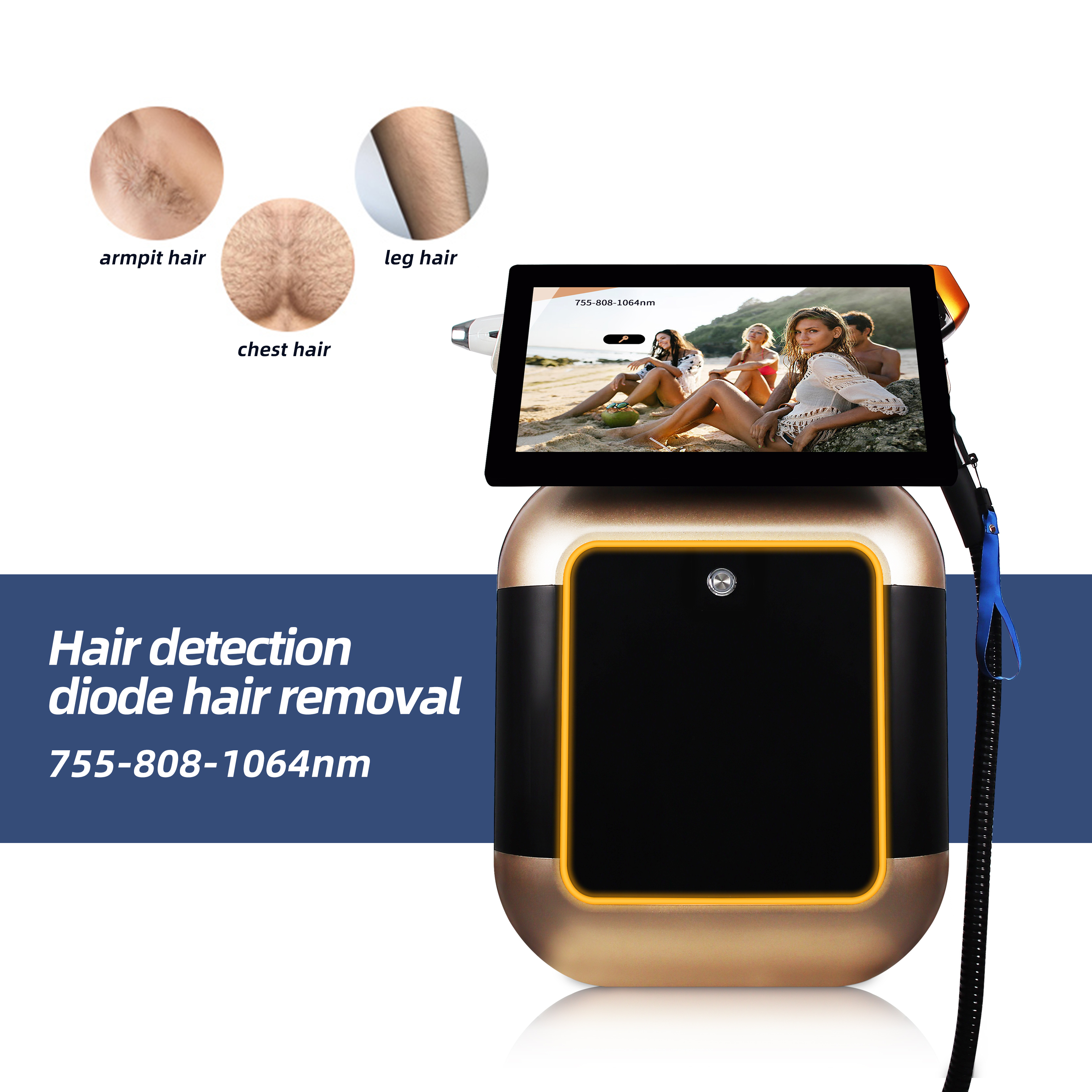Triple Wavelength Diode Laser Hair Removal Machine with Display Professional Salon Equipment