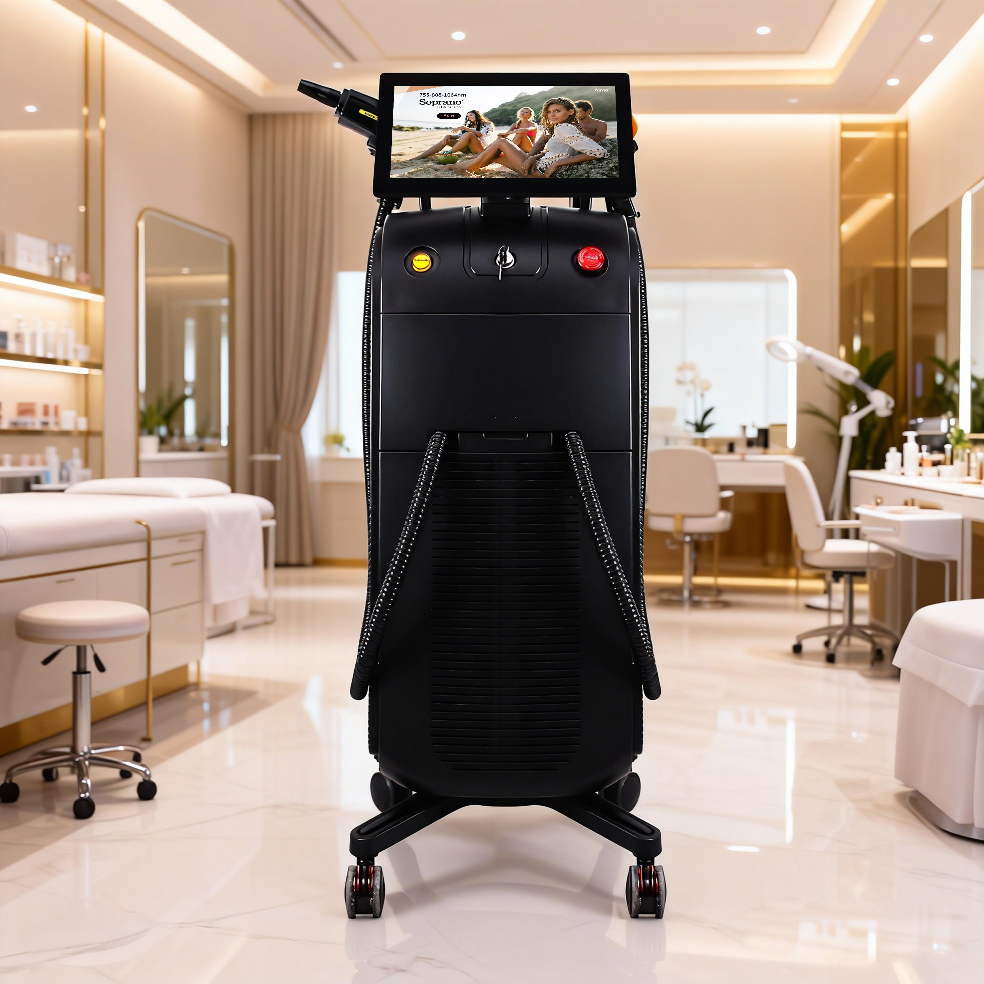 Vertical 2-in-1 Diode Laser Hair Removal and YAG Tattoo Removal Machine