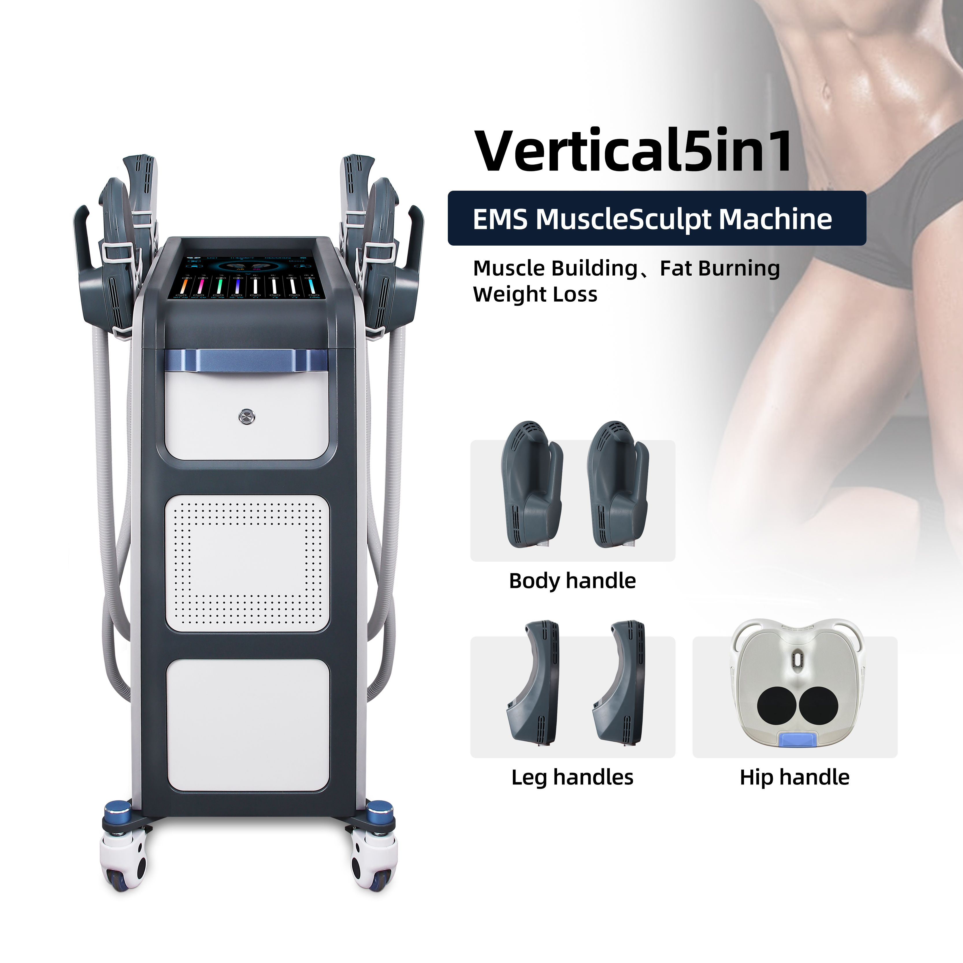 Vertical 5-in-1 EMS Muscle Sculpt Machine Body Contouring Fat Burning Equipment