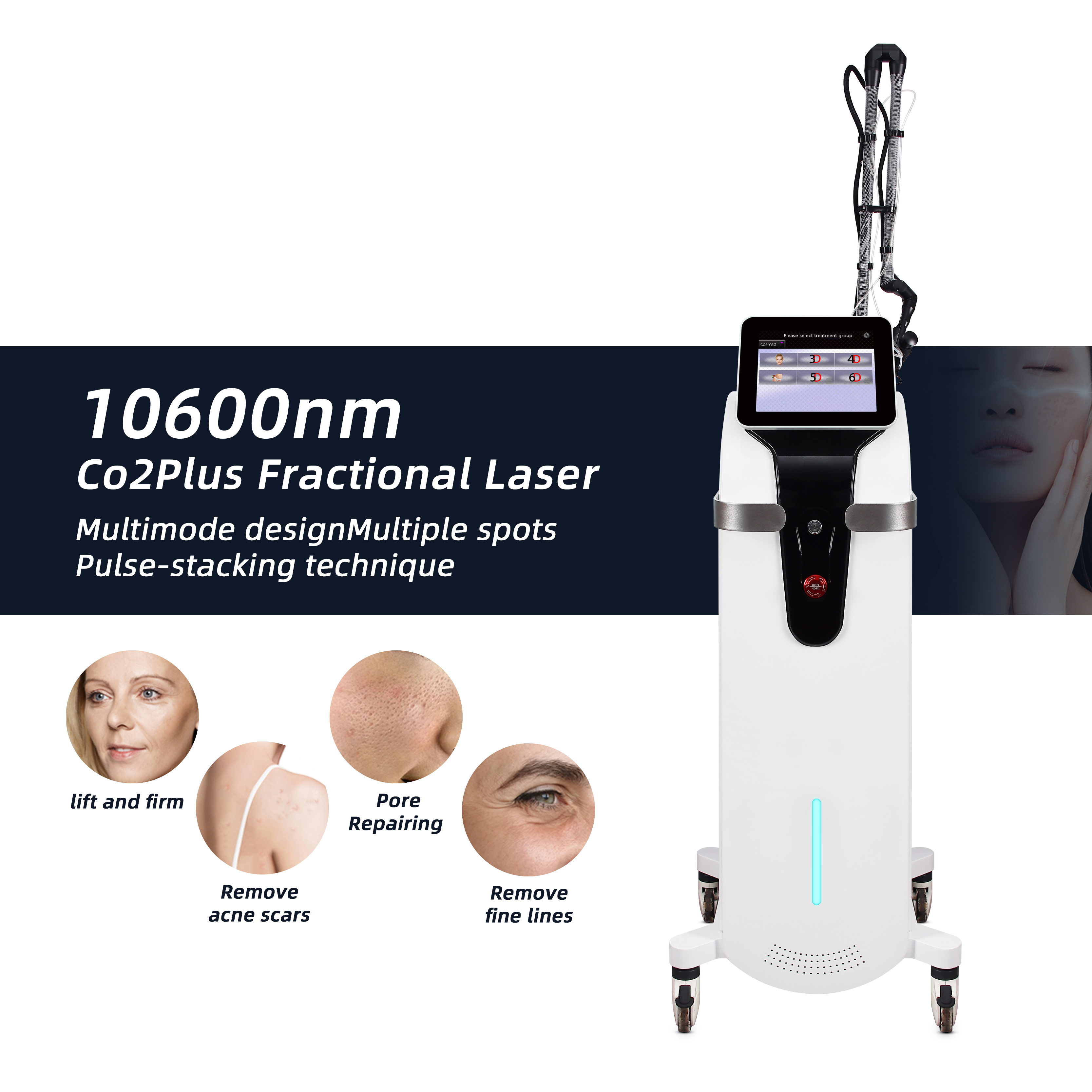 10600nm CO2 Fractional Laser Machine Multimode Skin Resurfacing Gynecology Equipment