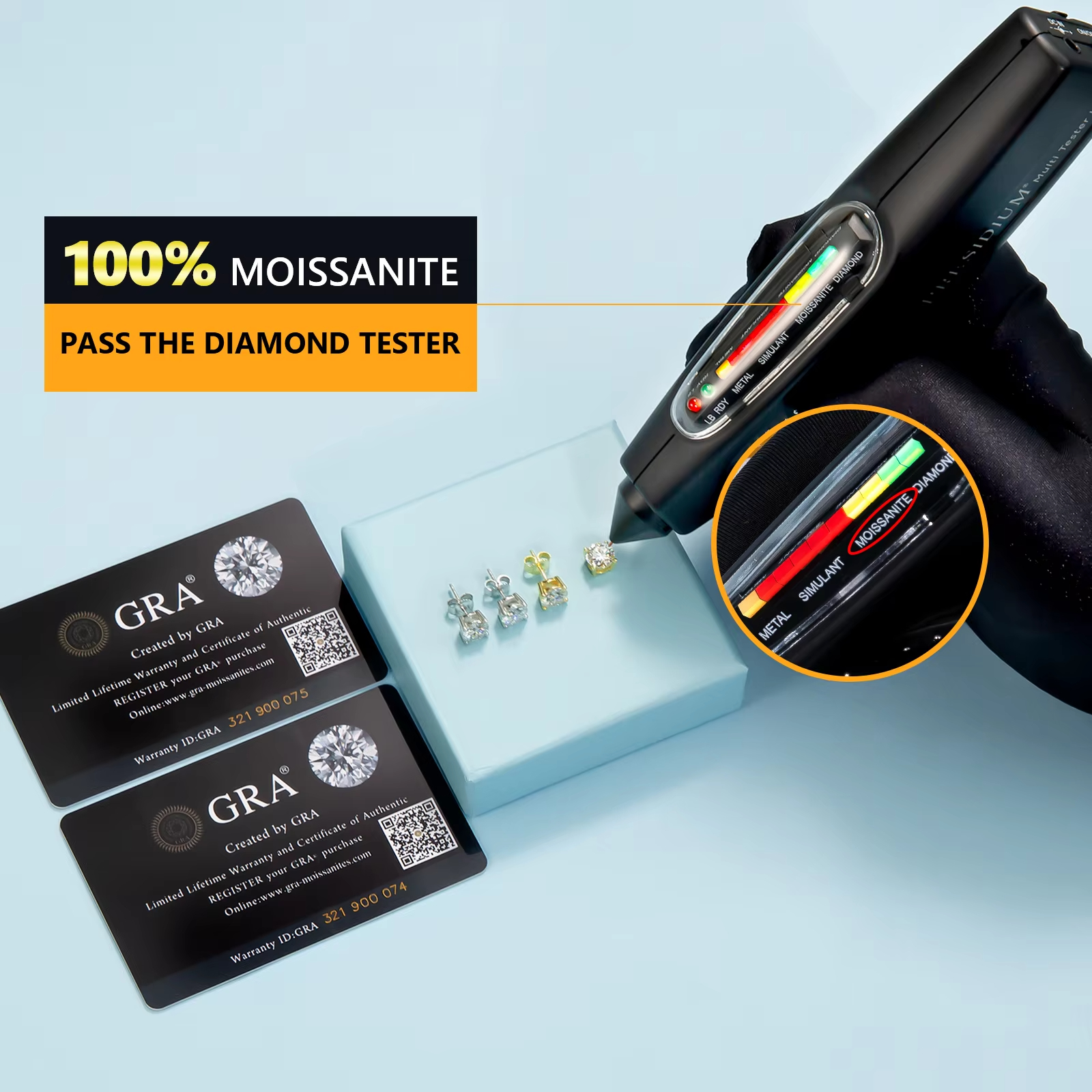 0.5ct 1ct 2ct 3ct Moissanite VVS GRA Certificate 14K White Gold Plated 925 Sterling Silver Men Women Lab Diamond Stud Earring