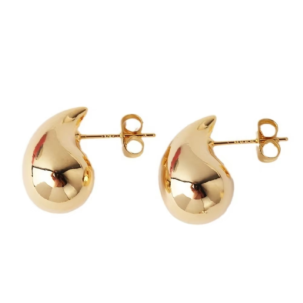 14K Gold Plated Brass Teardrop Water Drop Earring Jewelry Chunky Hoop Earring Dangle