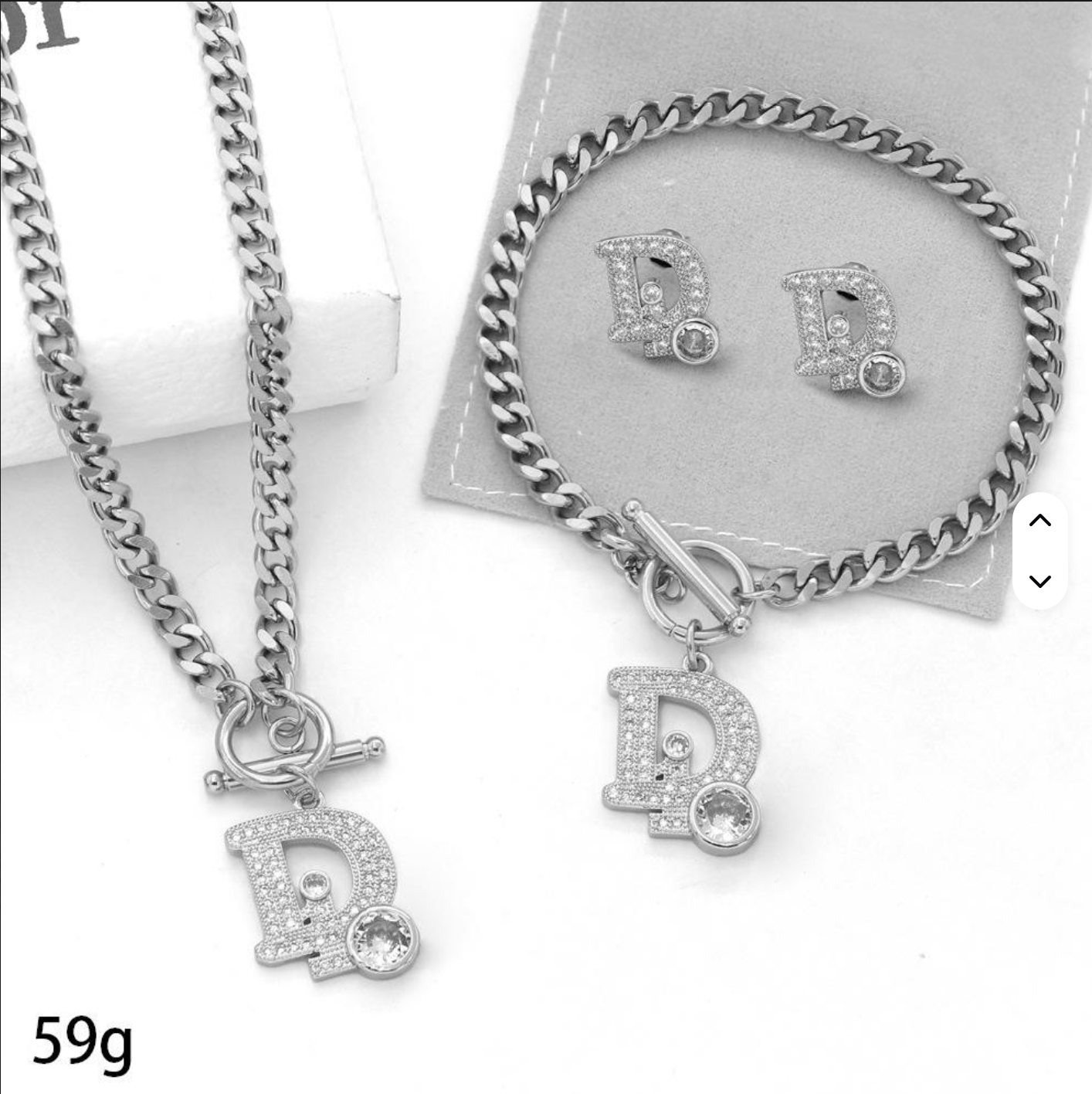 18K Gold Plated Letter Zircon Pendant Set, Gold or Silver stainless steel Necklace Bracelet Earrings jewelry sets