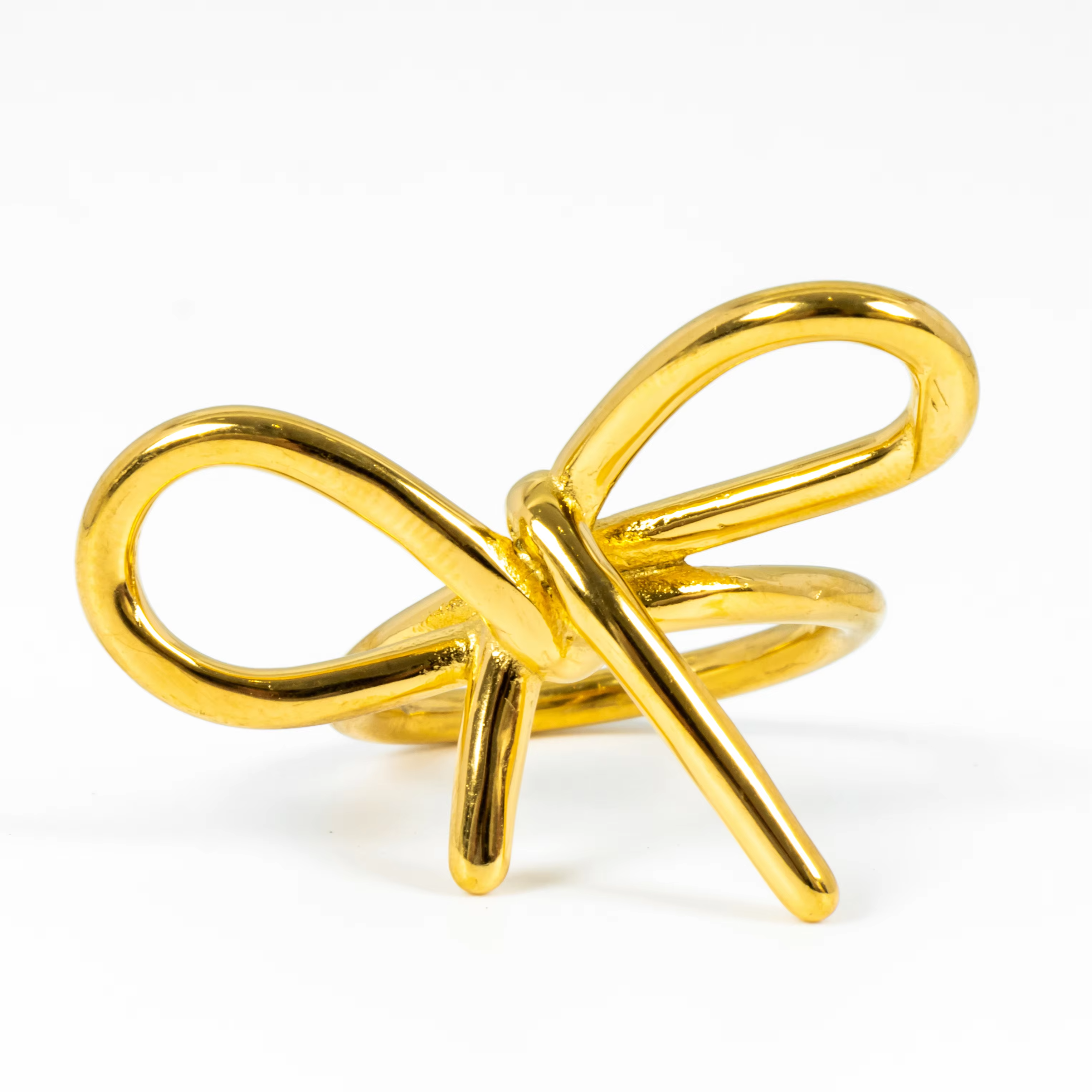 18K Gold Plated Stainless Steel Bowknot Ring – Fashionable Valentine Gift Wedding Jewelry for Women