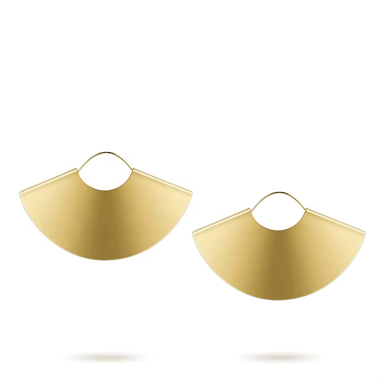 18K Gold Plated Stainless Steel Jewelry Matte Gold Color Fan-Shaped Arc Shaped Matte Gold Color Waterproof Earrings