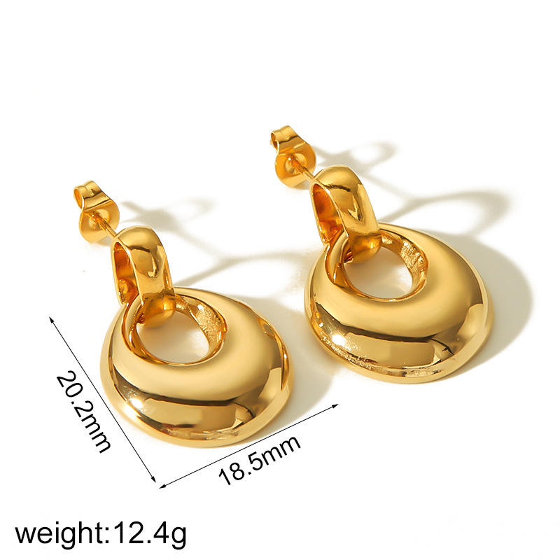 18K Gold Plated Stainless Steel Necklace and Earrings Gift Set Elegant Minimalist Jewelry for Women