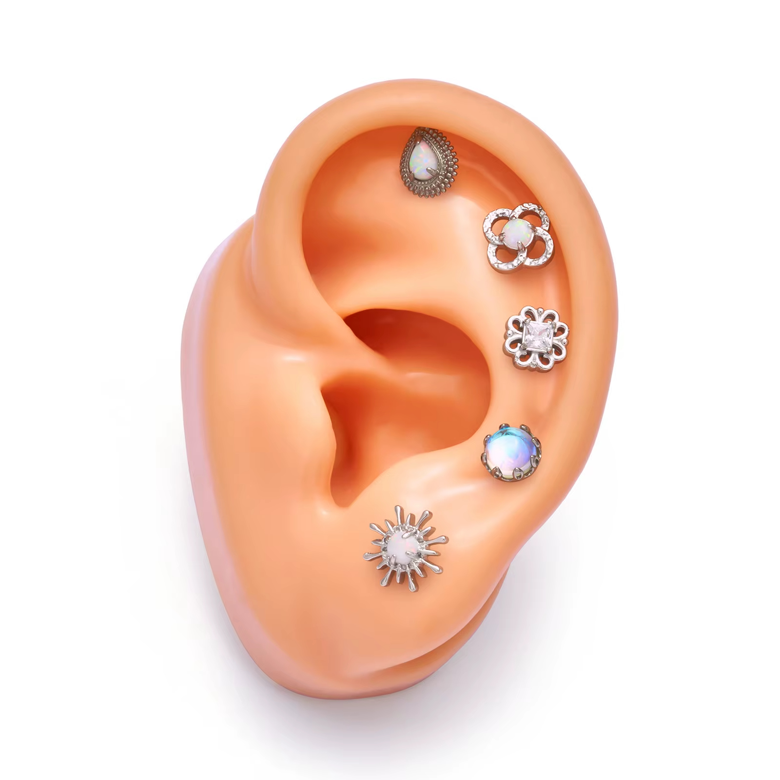 18K Gold Plated Titanium Geometric Heart Punk Style Earrings for Children's & Women Wholesale