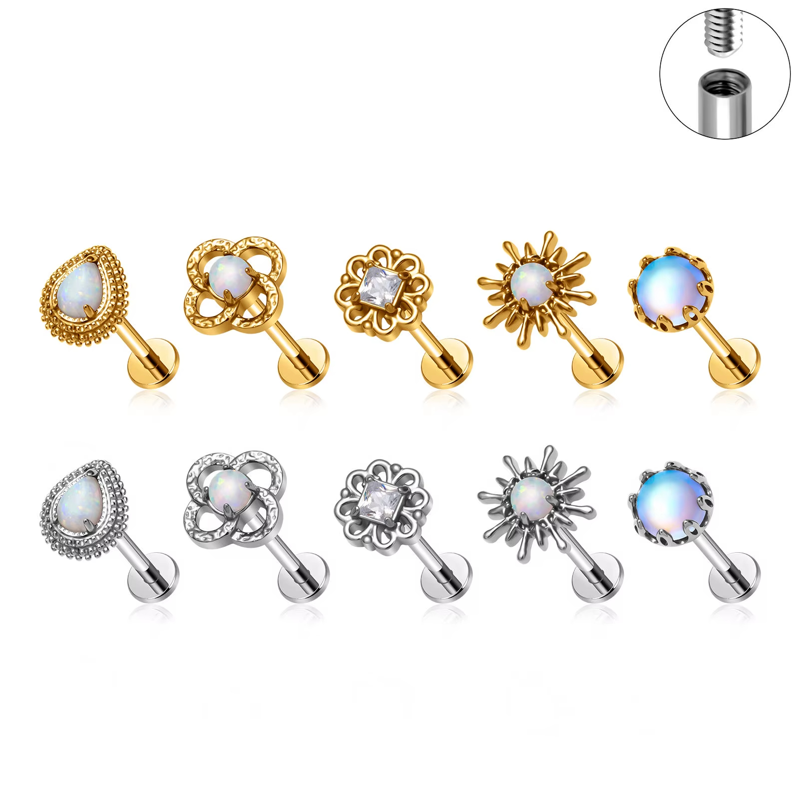 18K Gold Plated Titanium Geometric Heart Punk Style Earrings for Children's & Women Wholesale