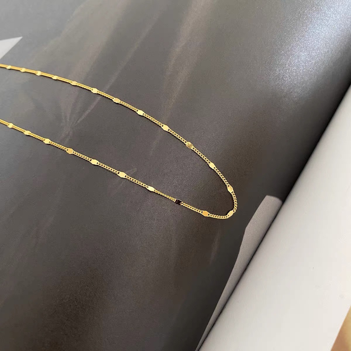 18K Gold Plated Titanium Steel Minimalist Chain Necklace for Women Dainty Layering Choker