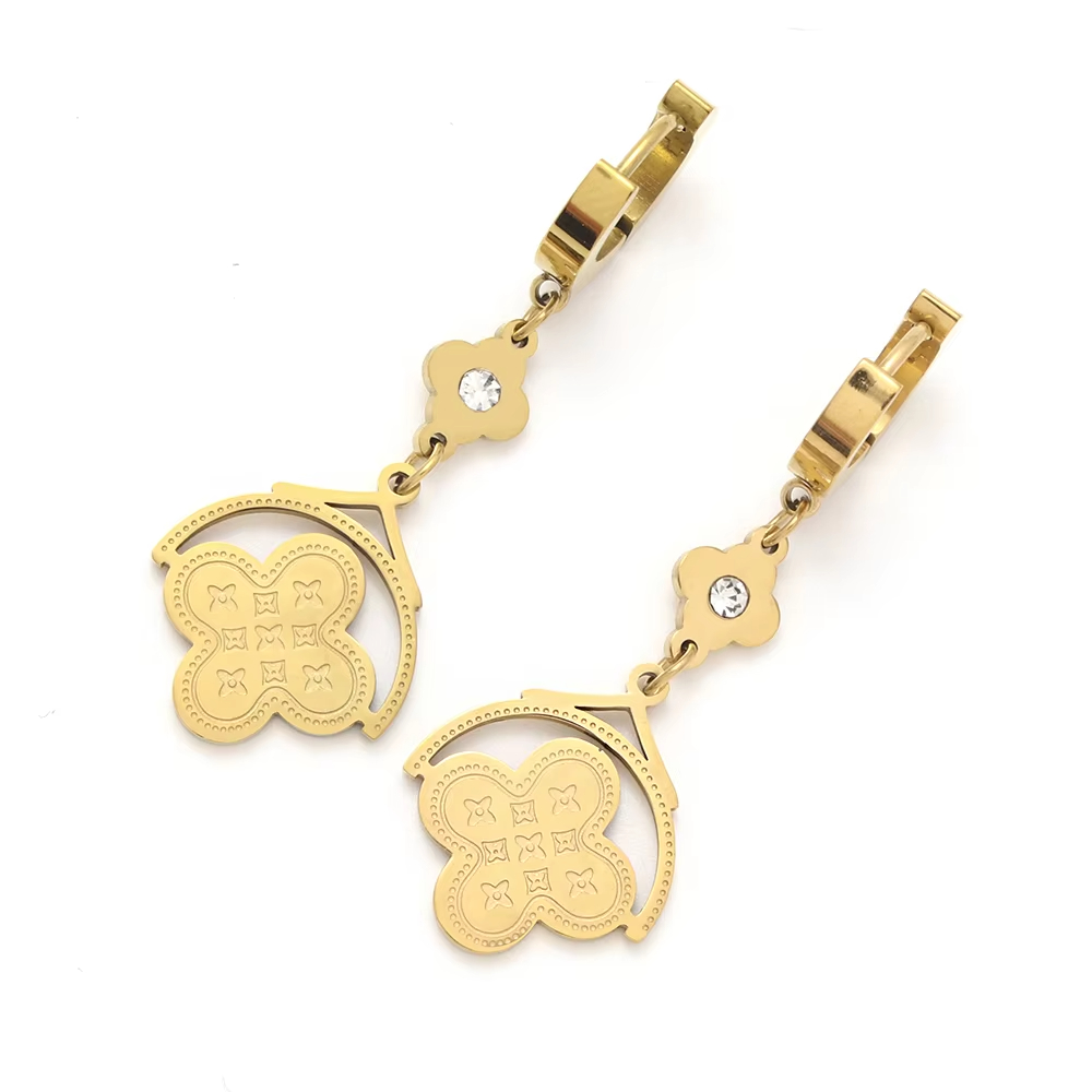 18K Gold Plated Zircon Dangling Trendy Wedding Earrings Stainless Steel Luxury Fashion Jewelry for Women