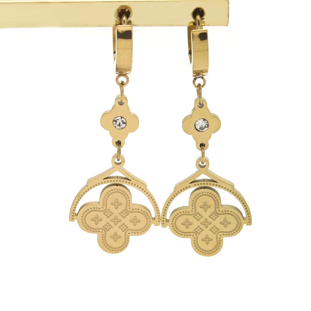 18K Gold Plated Zircon Dangling Trendy Wedding Earrings Stainless Steel Luxury Fashion Jewelry for Women