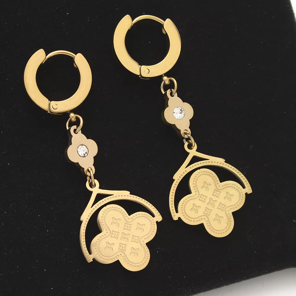 18K Gold Plated Zircon Dangling Trendy Wedding Earrings Stainless Steel Luxury Fashion Jewelry for Women